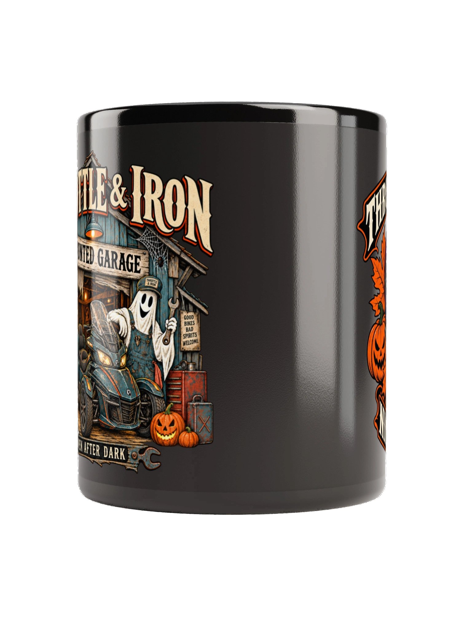 Throttle & Iron Haunted Garage Halloween Mug product image (3)