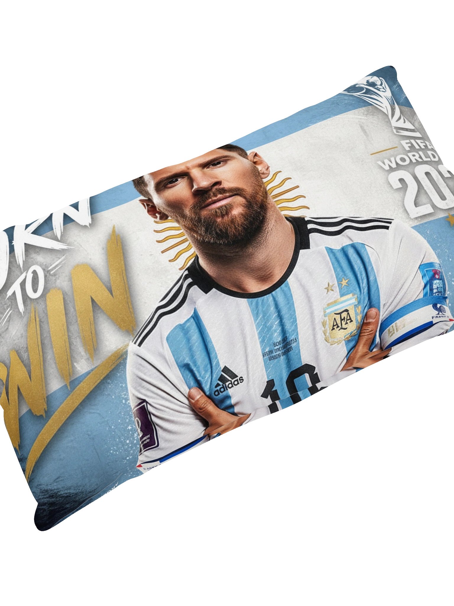 "Born to Win" Argentina - Messi Pillow 20"x12" product image (4)
