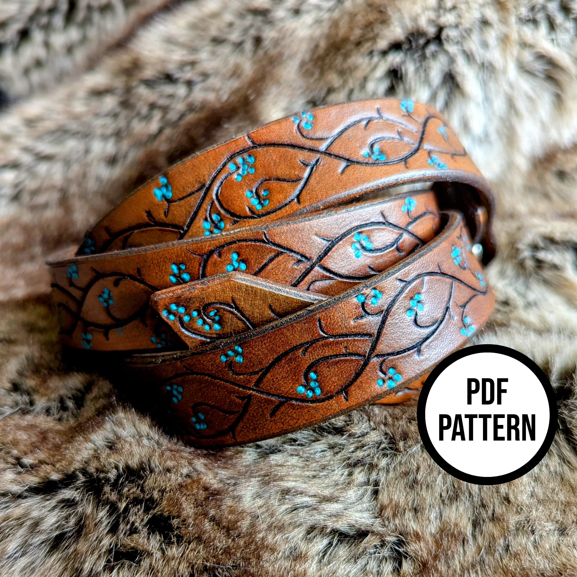 Elven Vines Leather Ring Belt - PDF Pattern for Leatherwork product image (5)