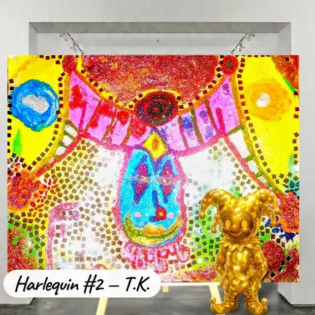 Kevin Chacon — Harlequin #2 — Collect. Trade. Write-off. — Arts & Assets Artwork — H.2 Harlequin #2 operates as an Official 1/1 Fine Art Asset valued at $100,000 USD, supported by its Certificate of Authenticity (COA), Art Ownership Agreement/Contract, and the Bull–Bear–Koi™ Artworks Formula Seal. Positioned within the Harlequins series, it stands as a certified cultural asset. Size & Official Retail Price: Medium, $100k USD, 11hx14w