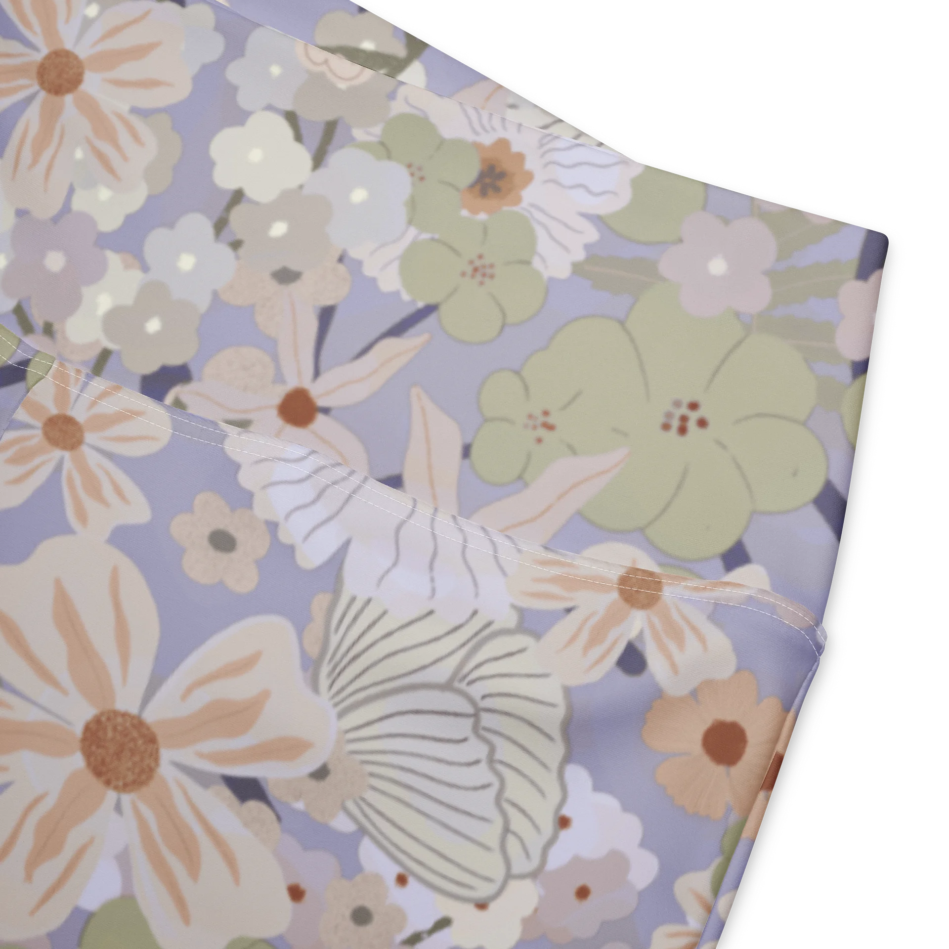 Khaki Green Blue Floral Flare Yoga Leggings product image (1)