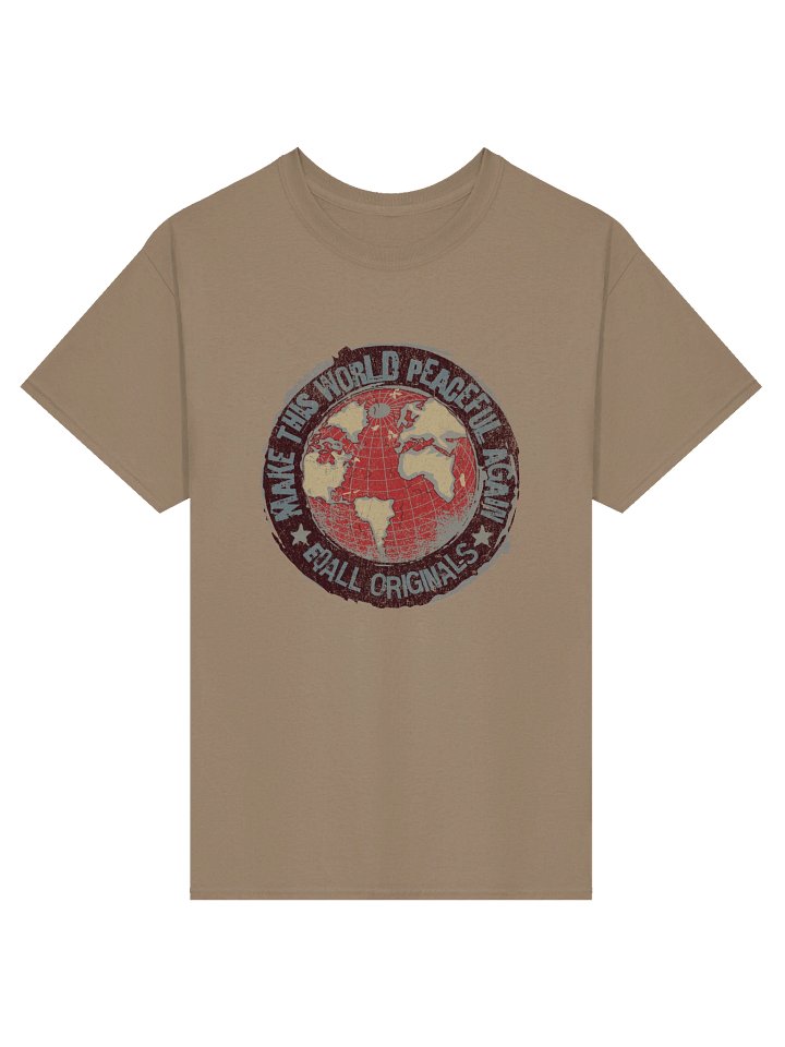 World Peace_EQALL® Originals Unisex Gildan Tee_Grey / Red / Beige product image (2)