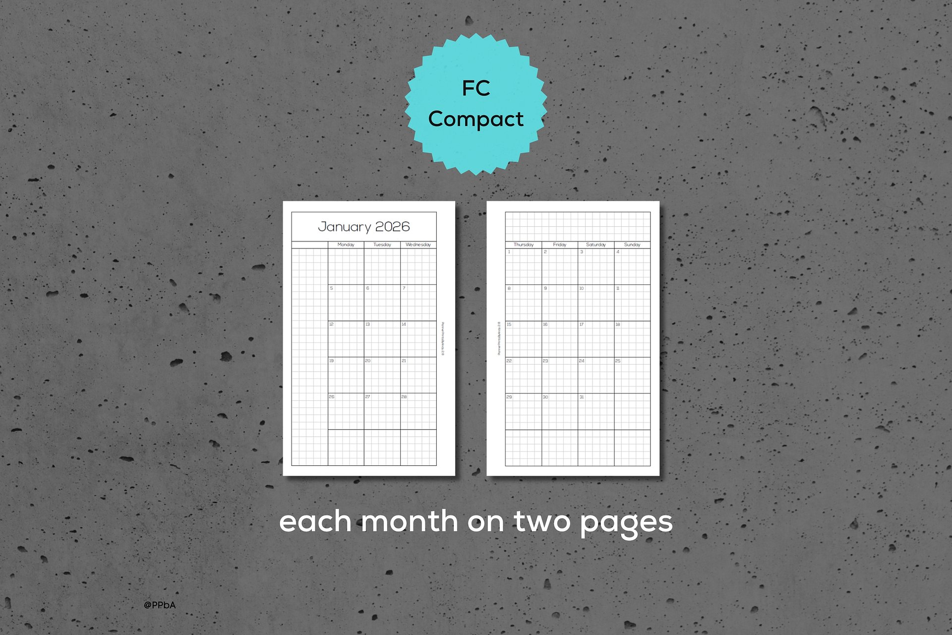 monthly pages - box style - FC Compact - 2026 product image (4)