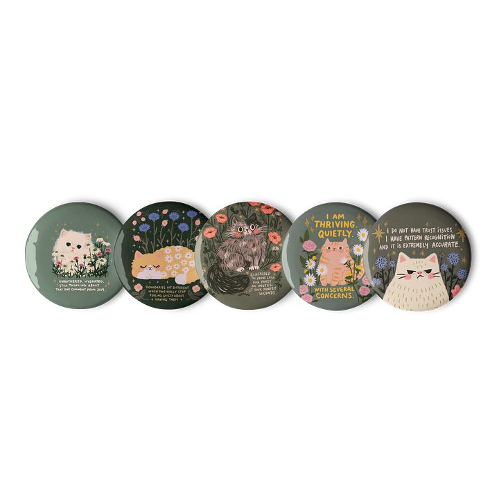 Unbothered Hydrated Cat Pin Buttons product image (1)