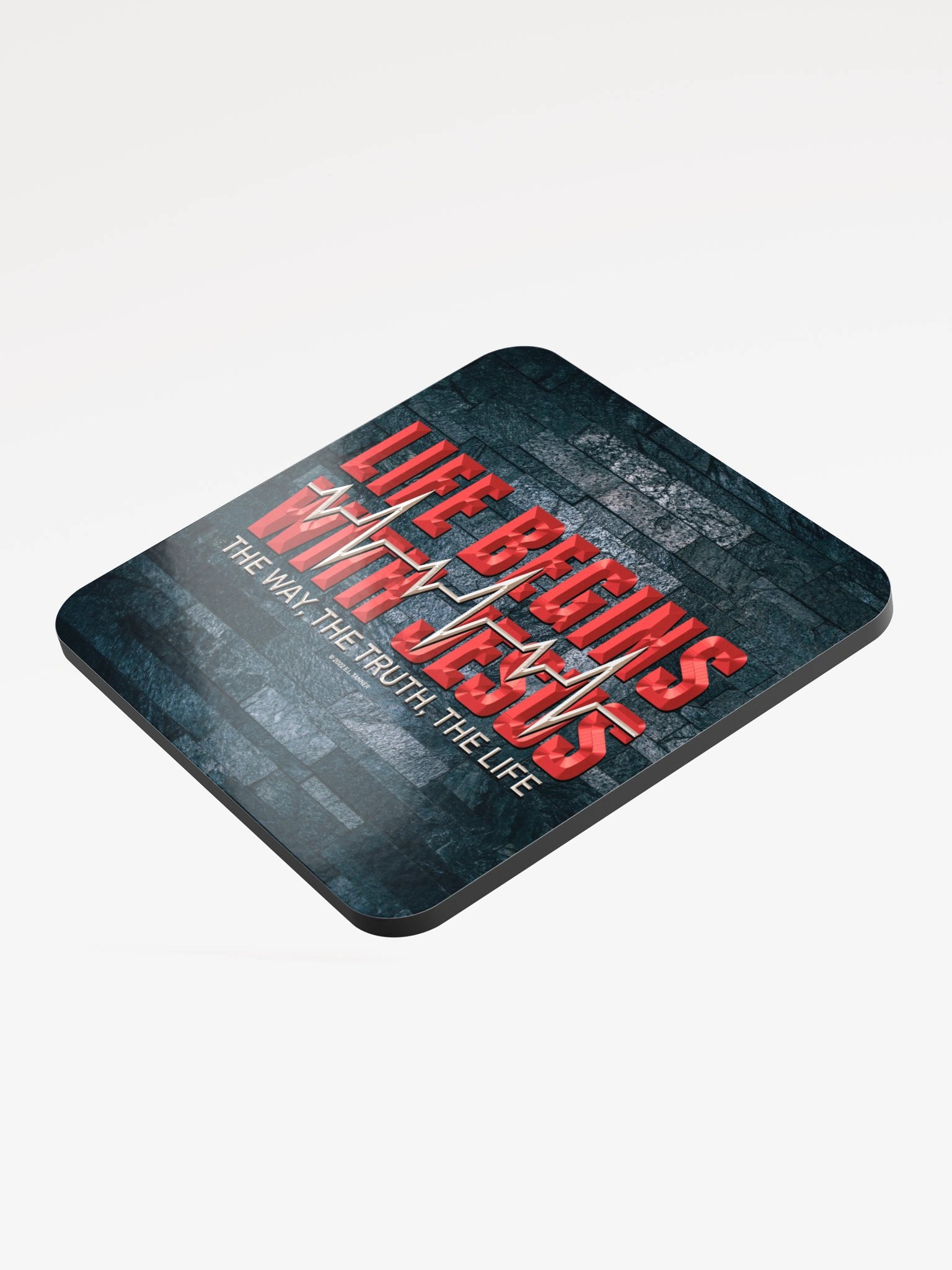 Life Begins with Jesus, Blk Coaster BV product image (3)