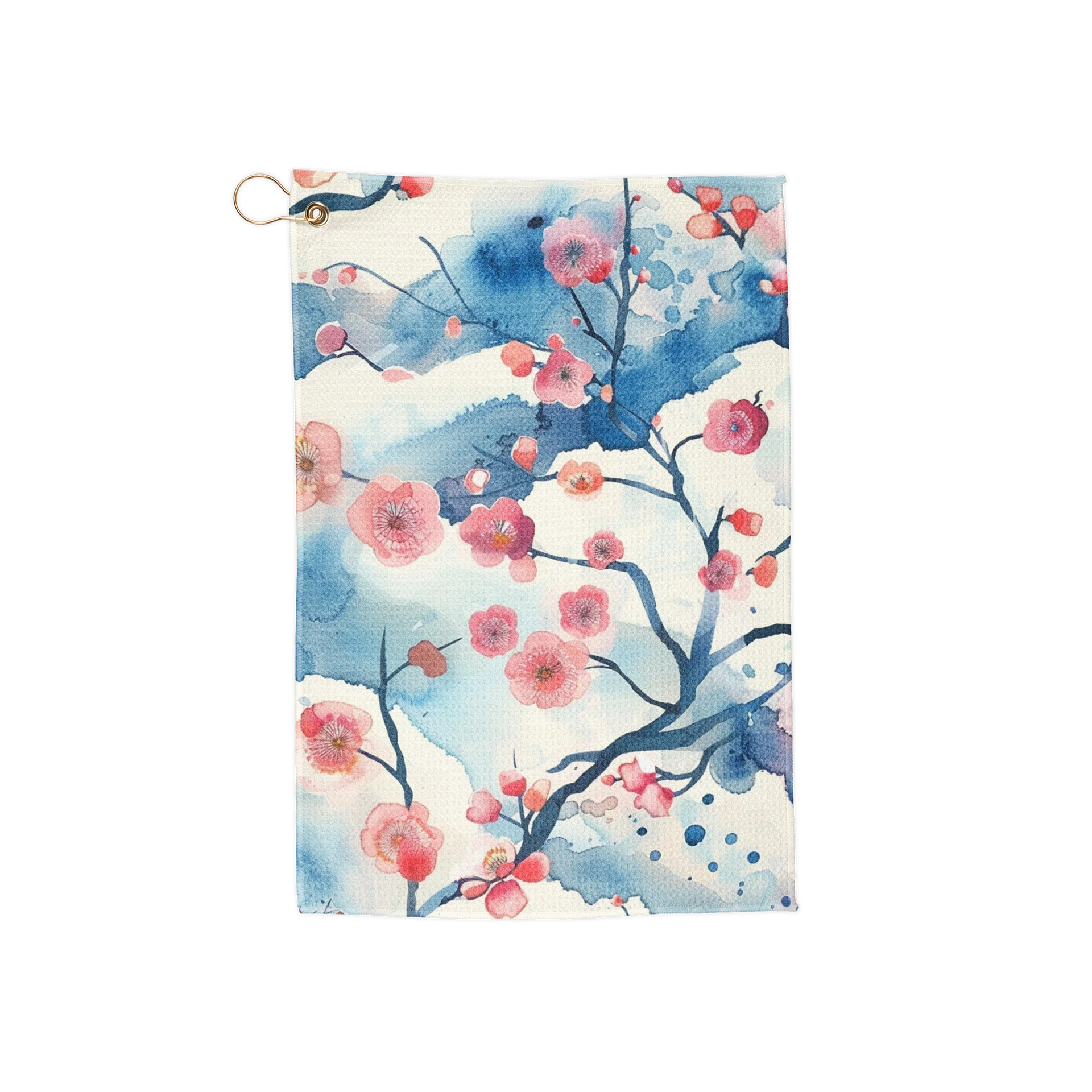 Traditional Japanese Watercolor Golf Towel - Pink Plum Blossom Gear product image (1)