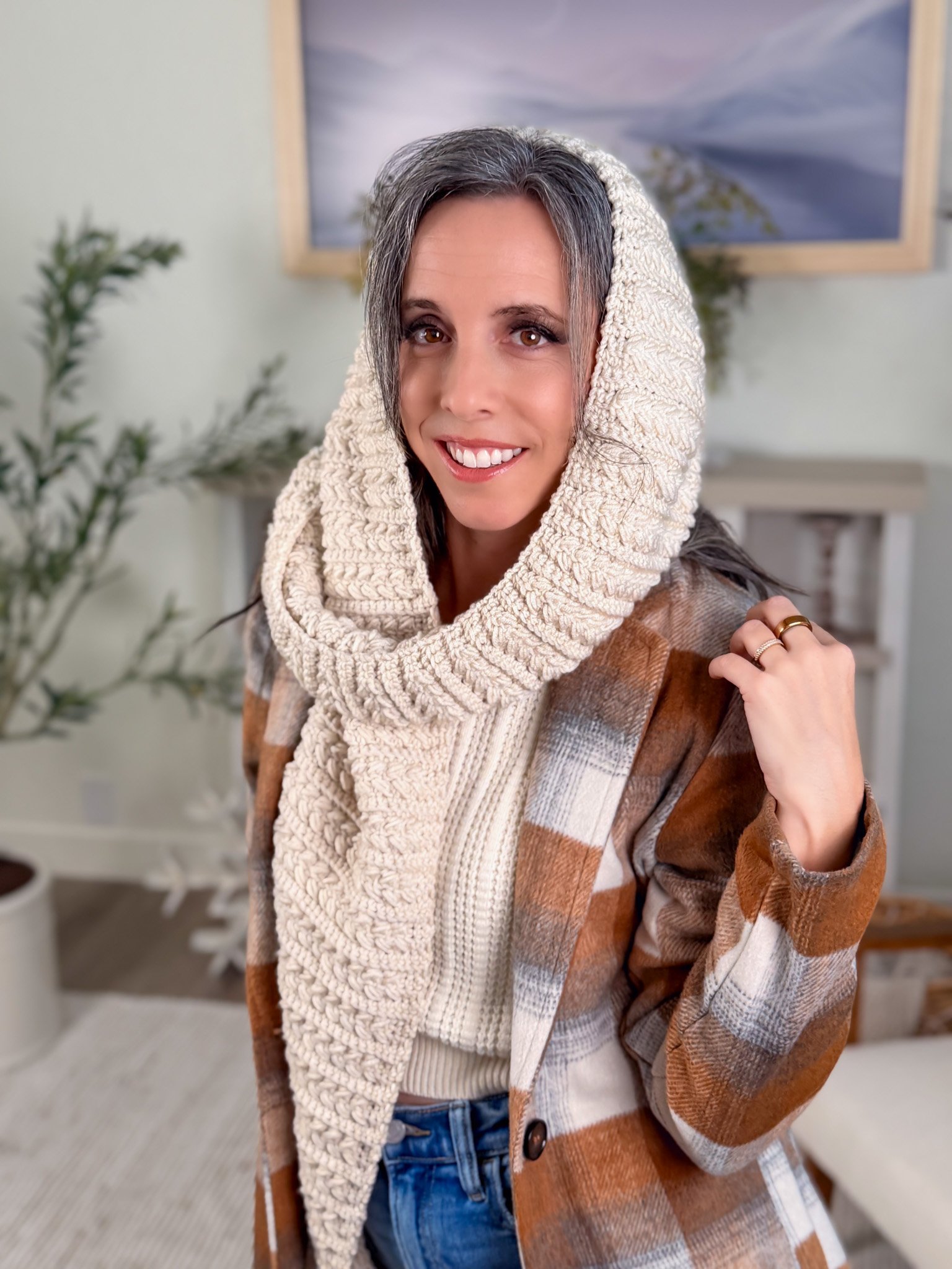 Wheat Stitch™ Crochet Hooded Scarf product image (9)