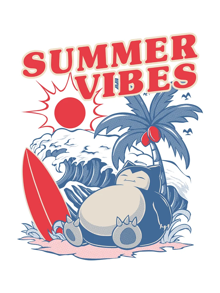 Summer Vibes – Lazy Beach Day Chibi Monster Retro Illustration Print product image (1)