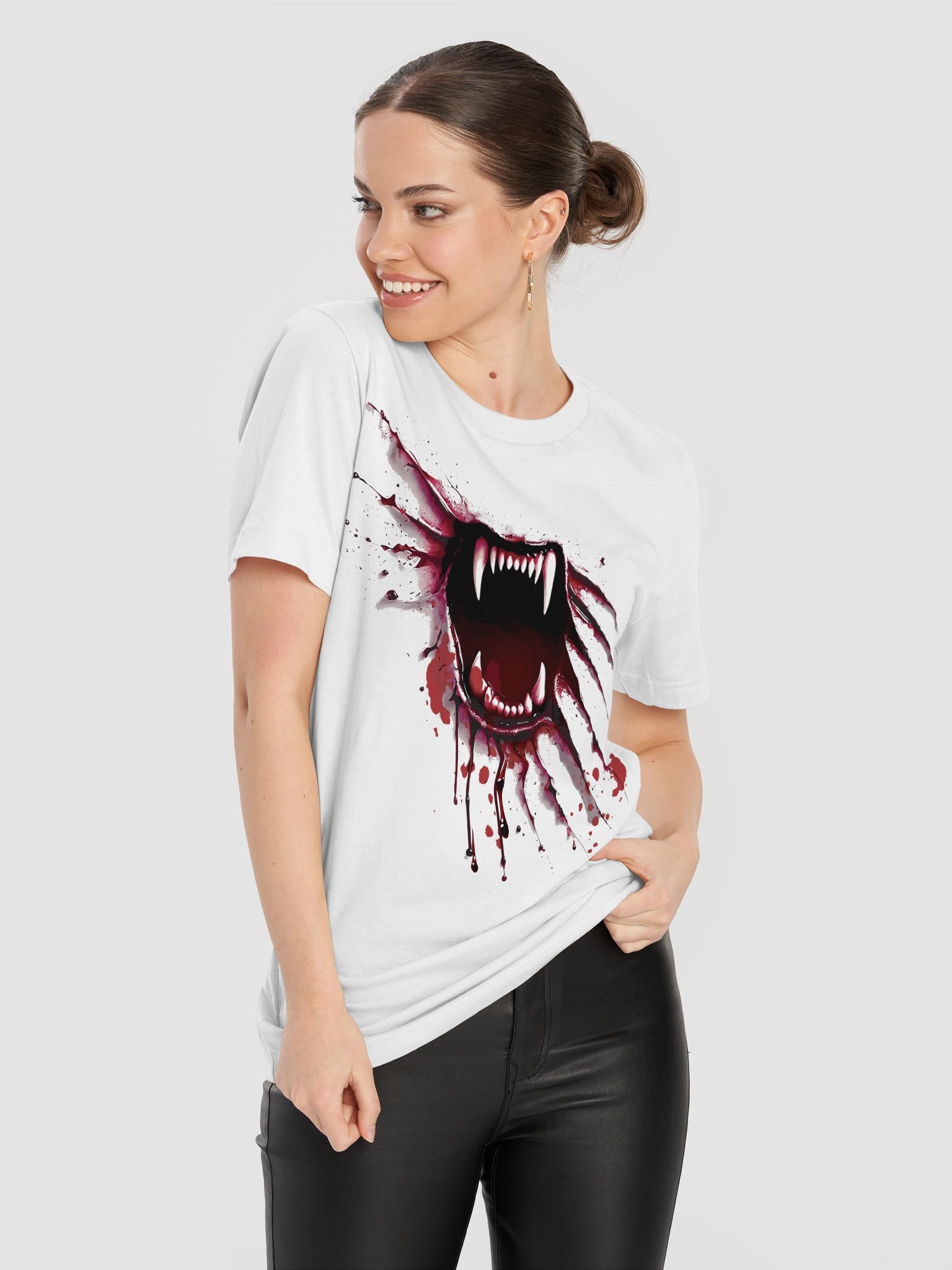 Vampire Fangs Shirt Halloween Horror Blood Splatter product image (3)