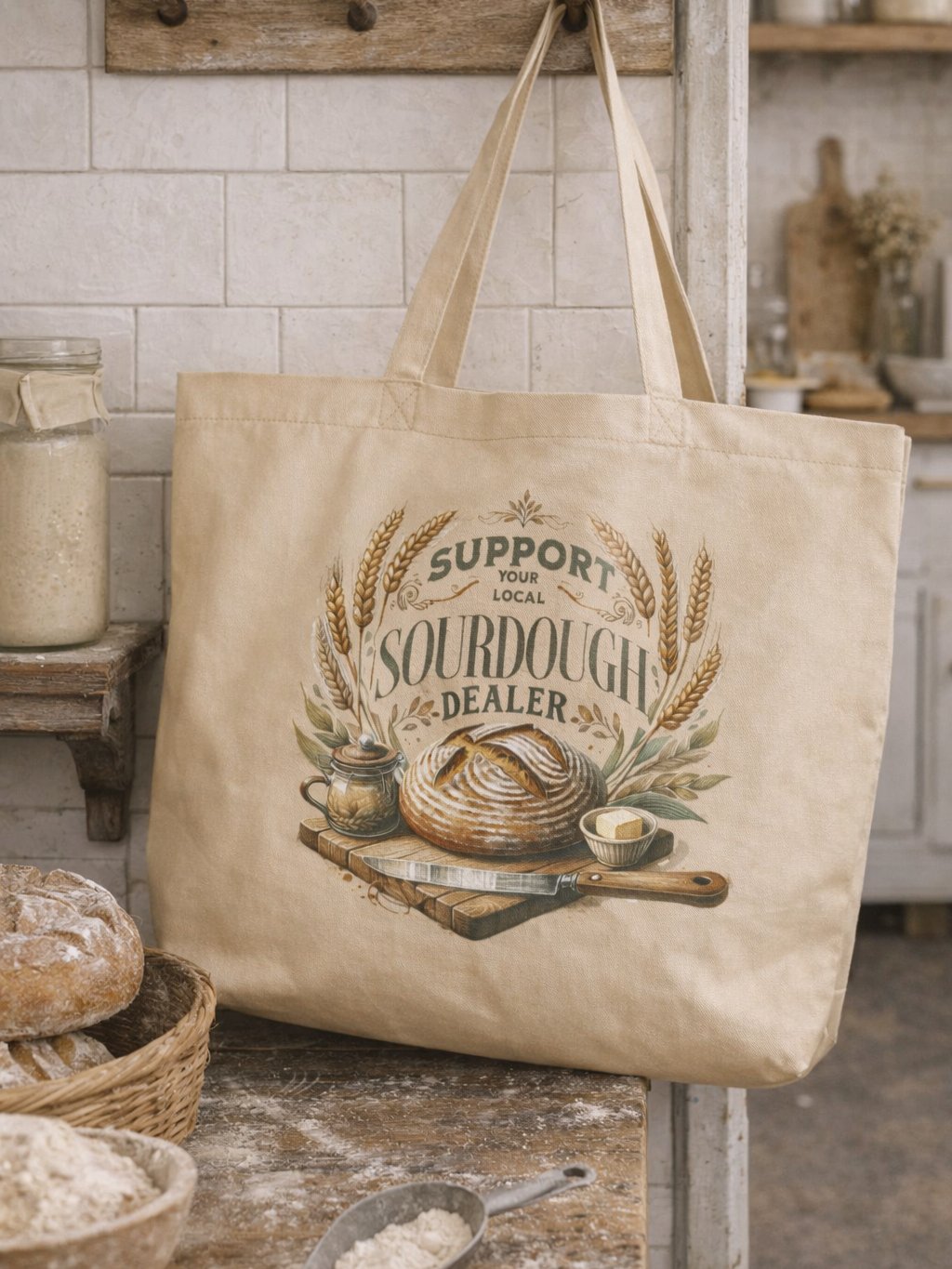 Support Your Local Sourdough Dealer Canvas Bag Beige product image (1)