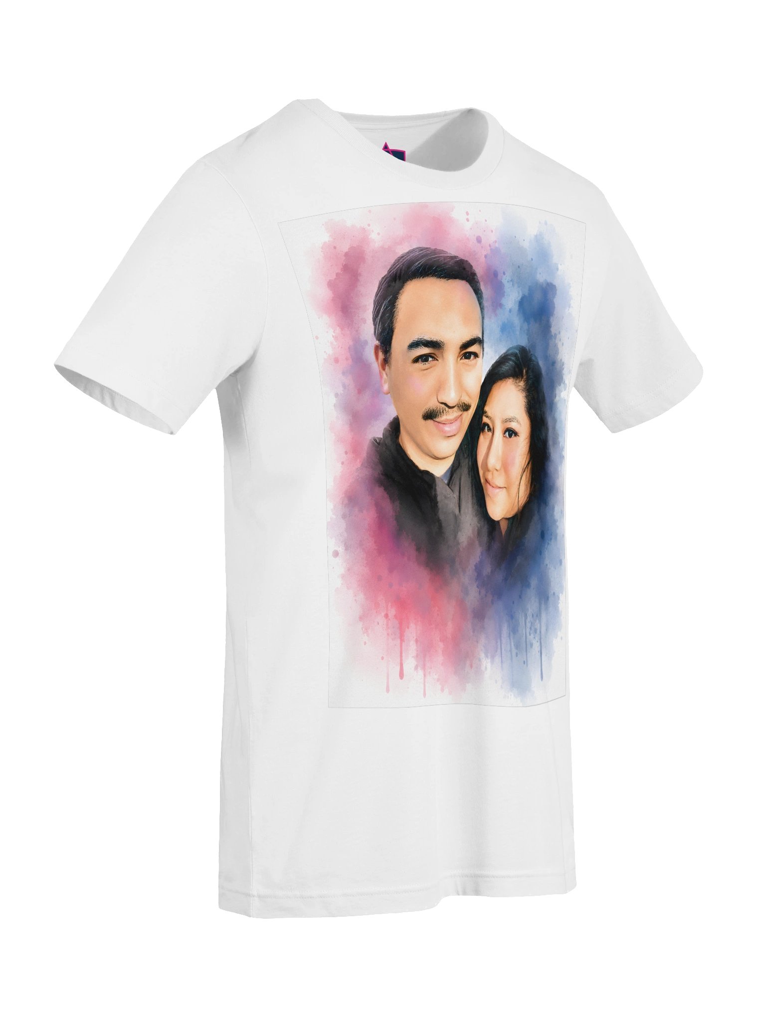 Custom Watercolor Couple Portrait T-Shirt product image (7)
