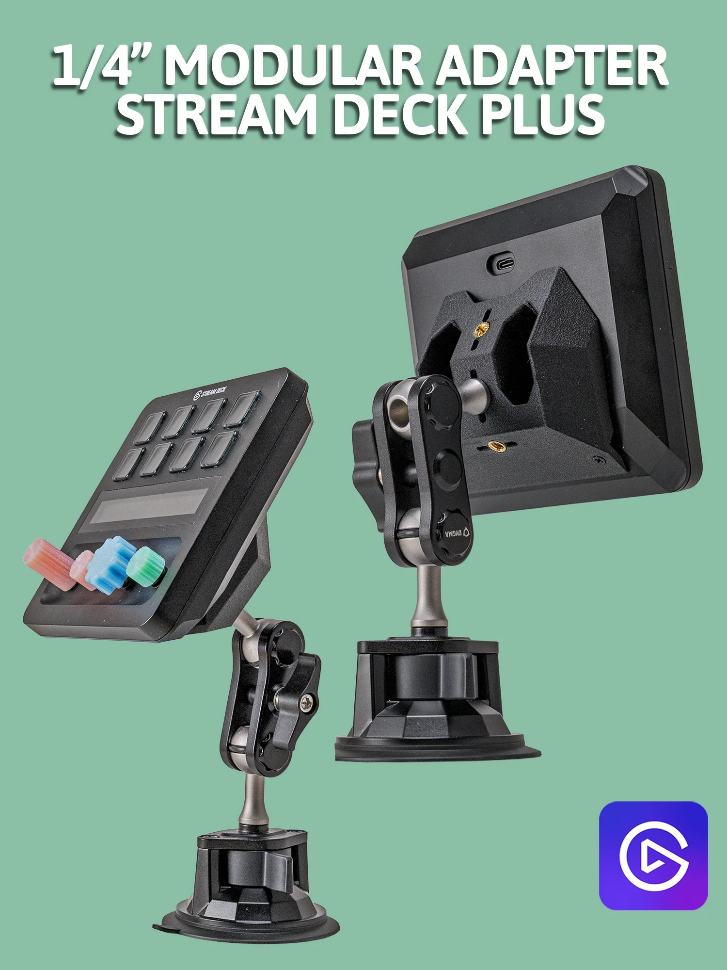 Deckbutt for StreamDeck Plus | 1/4" Adapter Mount product image (1)