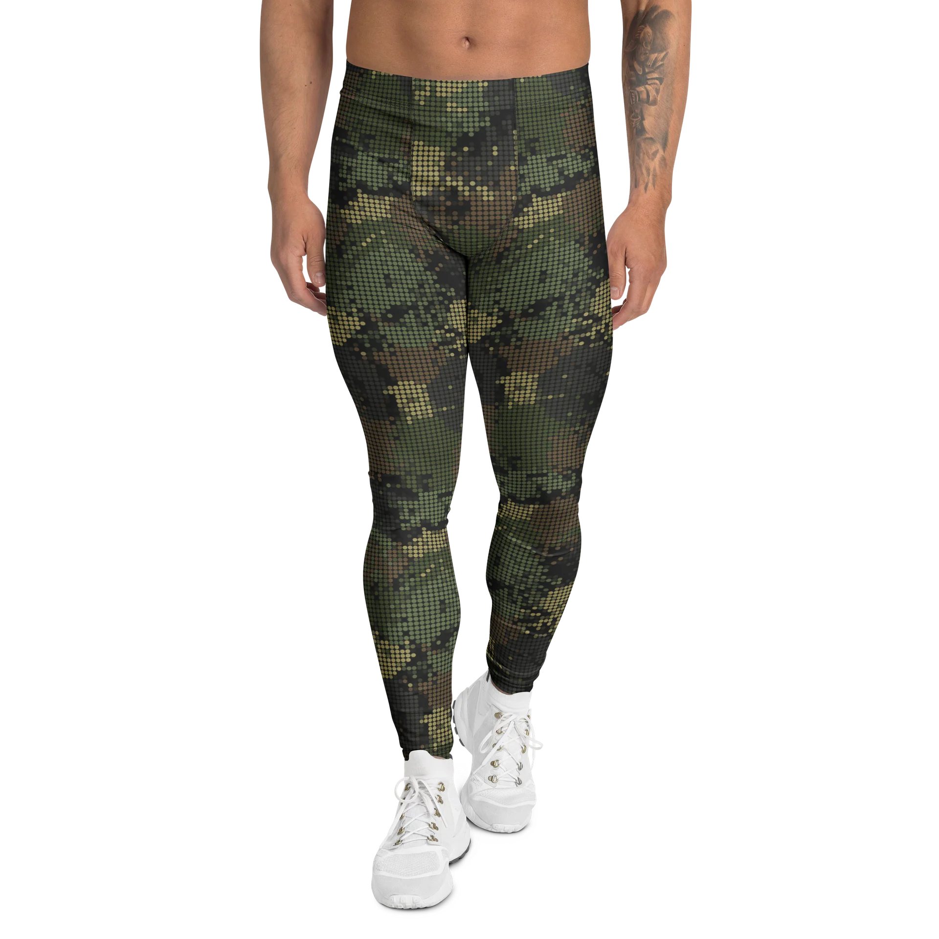 Khaki Camouflage Paint Pixel Effect Men's Leggings product image (1)