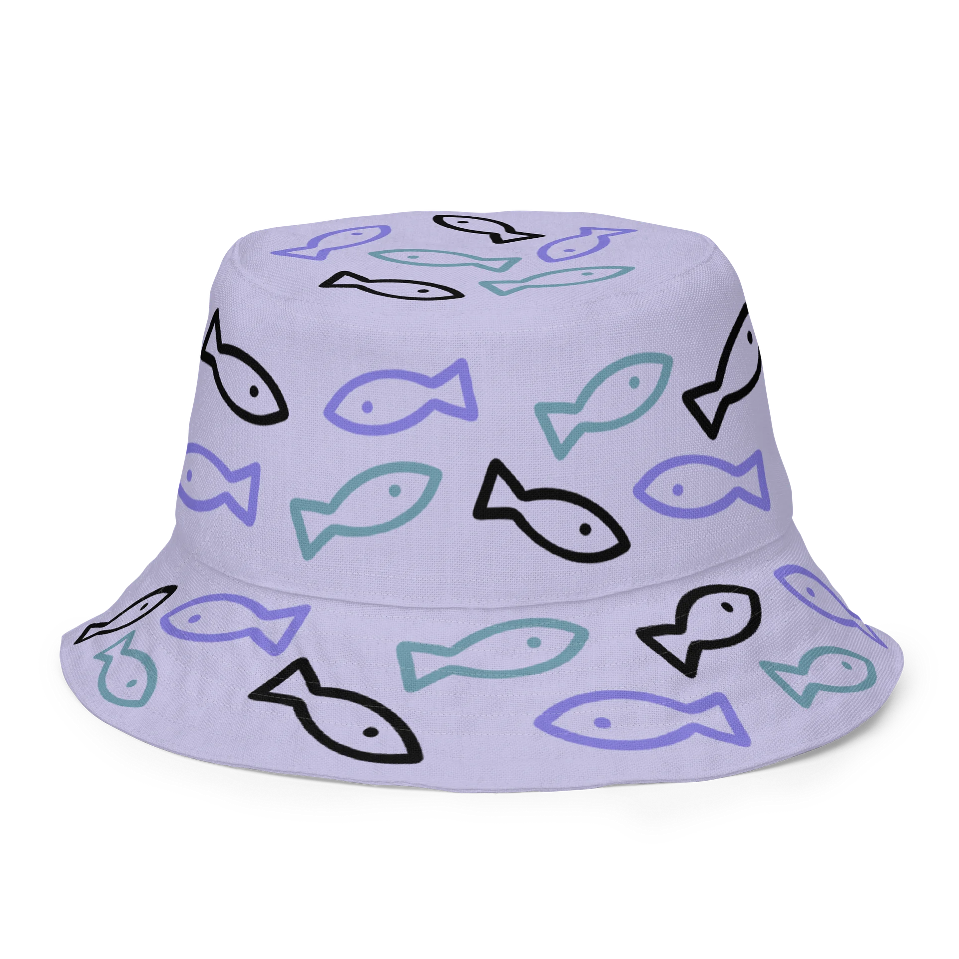 Purple Playful Fish All-Over Print Reversible Bucket Hat product image (1)