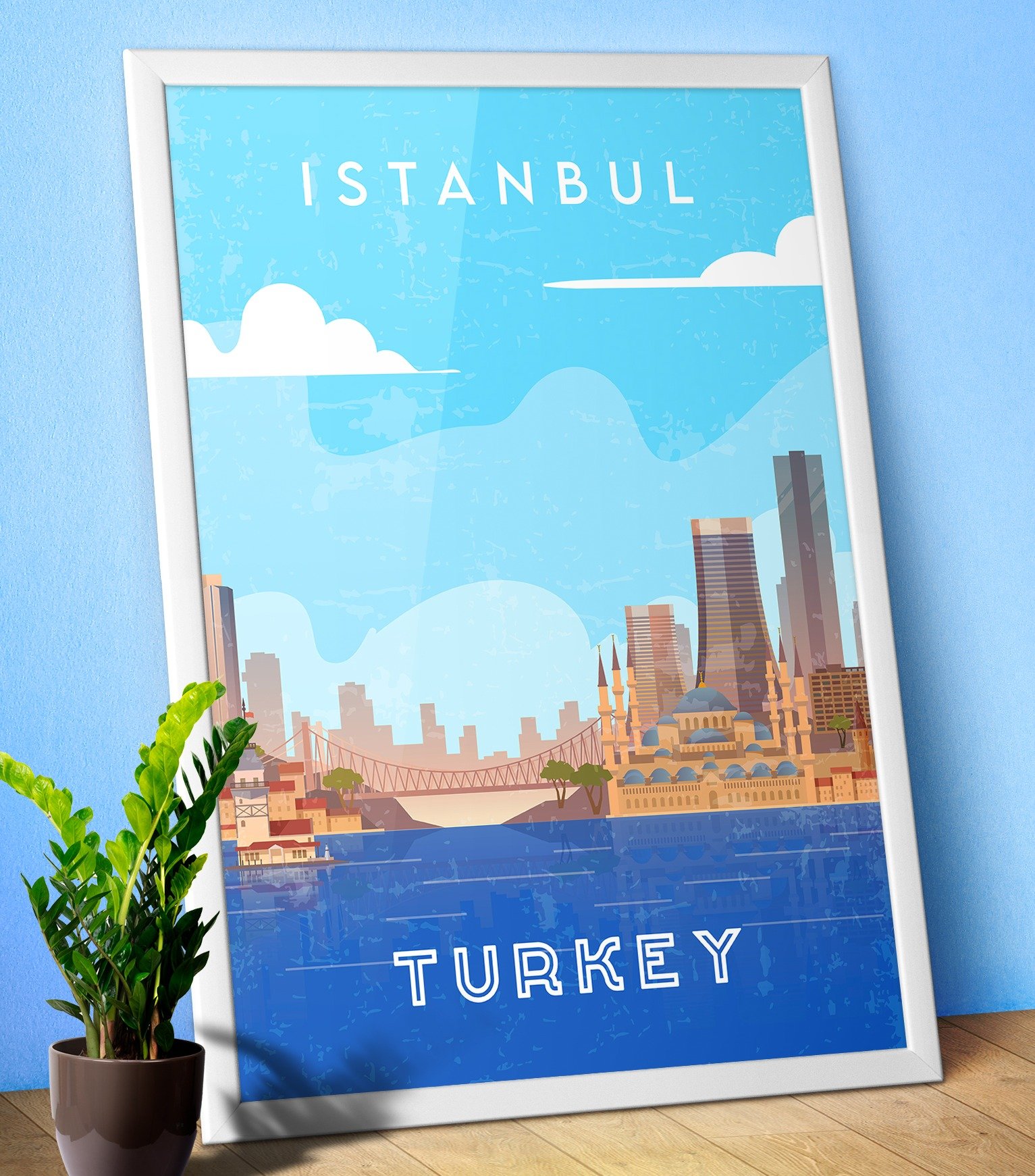 Istanbul, Turkey — Retro travel minimalist poster, retro travel art, retro travel wall art, vector art product image (1)