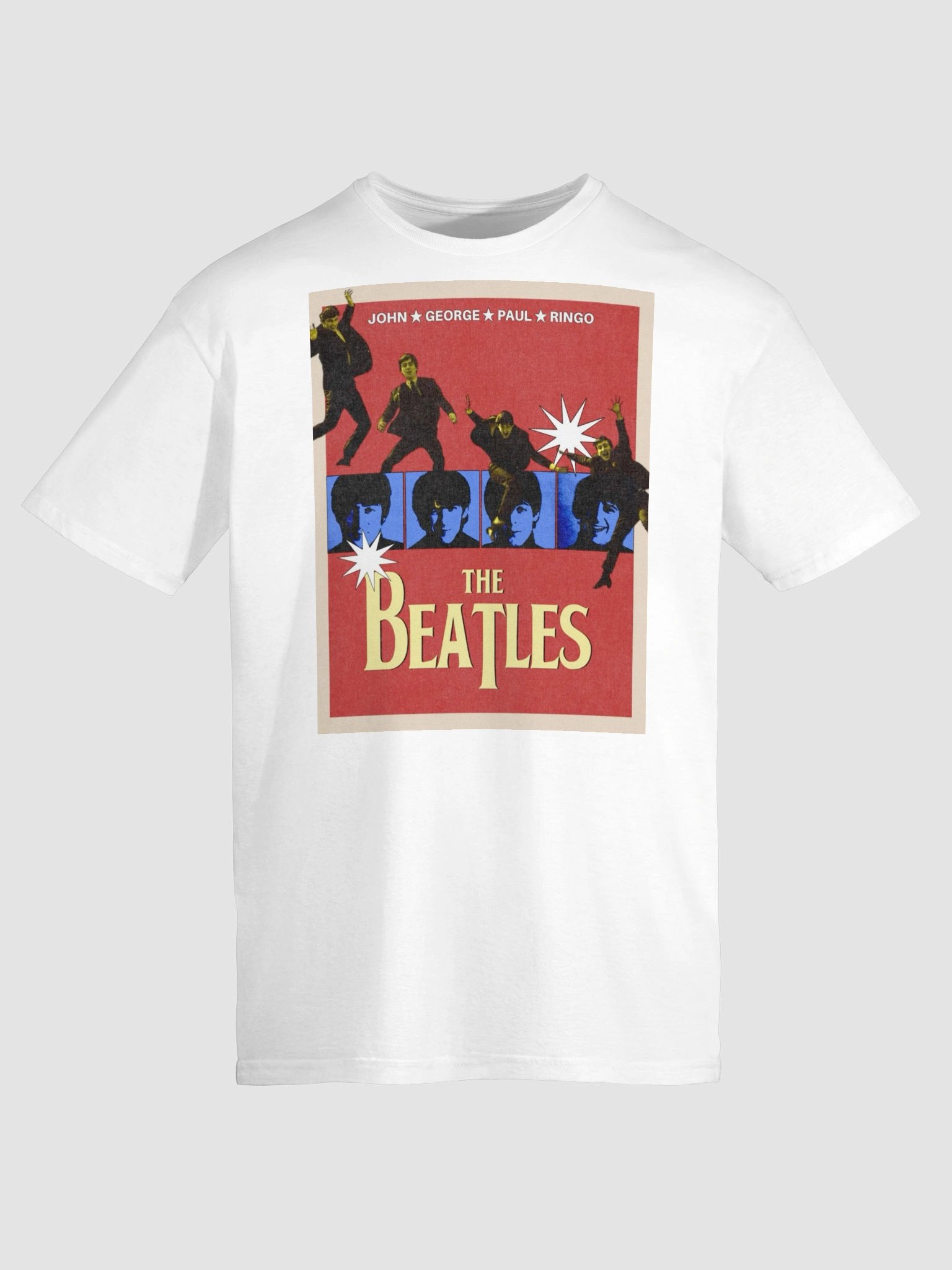 The Beatles Pop Art T-Shirt | Vintage Red & Blue Rock Band Poster Graphic Tee product image (9)