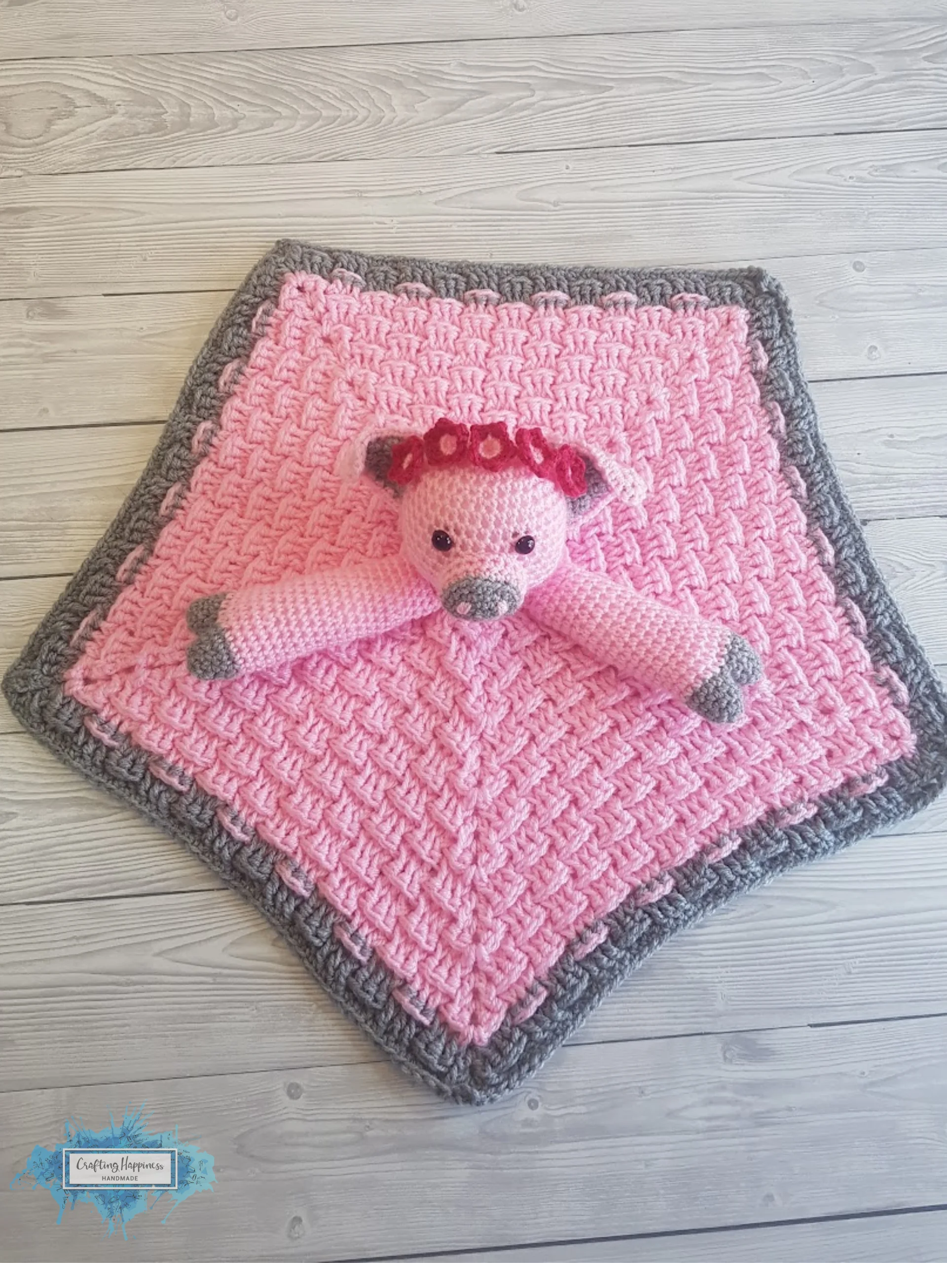 Pig Lovey Blanket Crochet Pattern - Baby Comforter Toy PDF Pattern - Crafting Happiness product image (2)