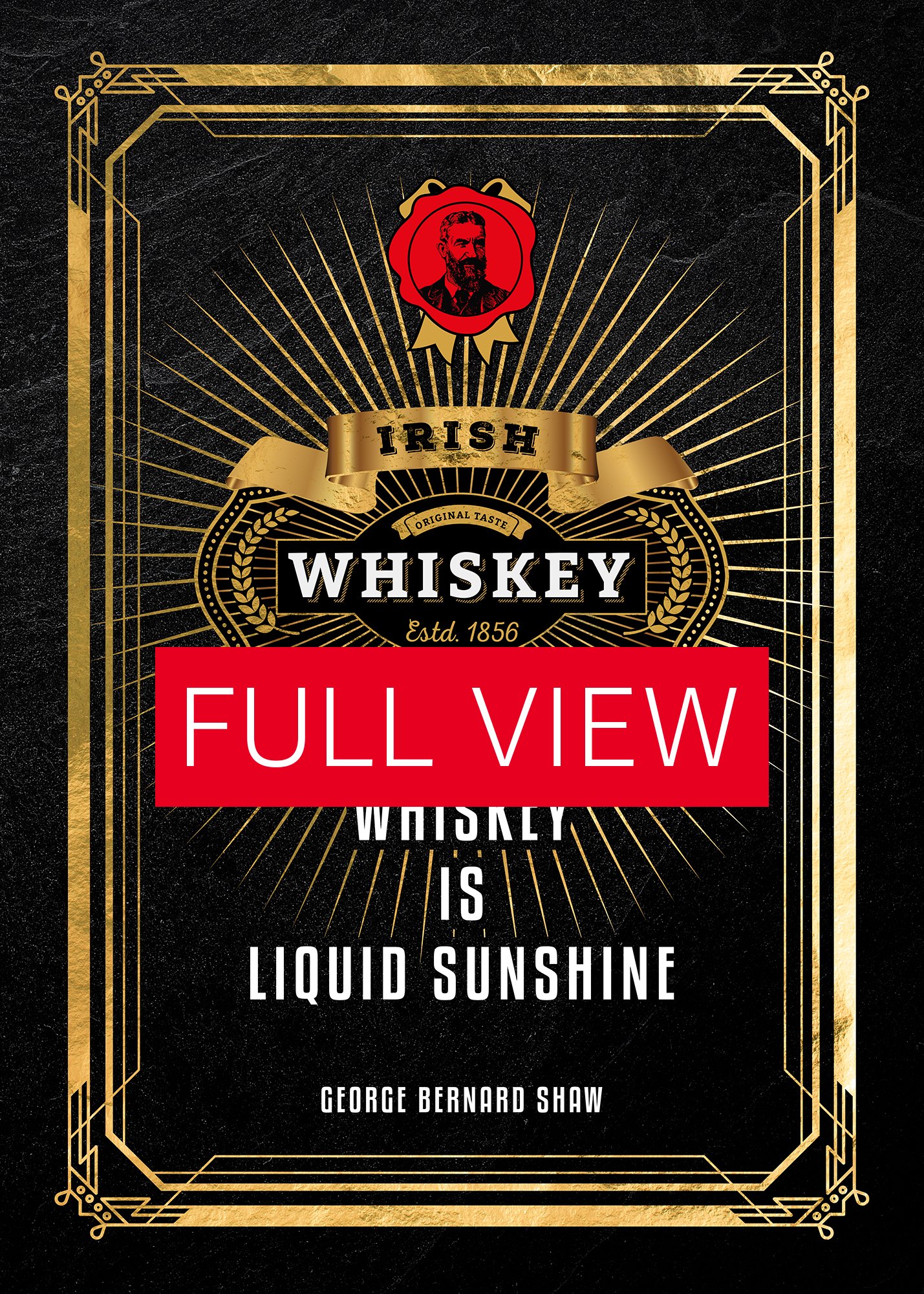 Whisky is liquid sunshine / George Bernard Shaw — Whiskey gold blackboard art deco poster with quote product image (3)