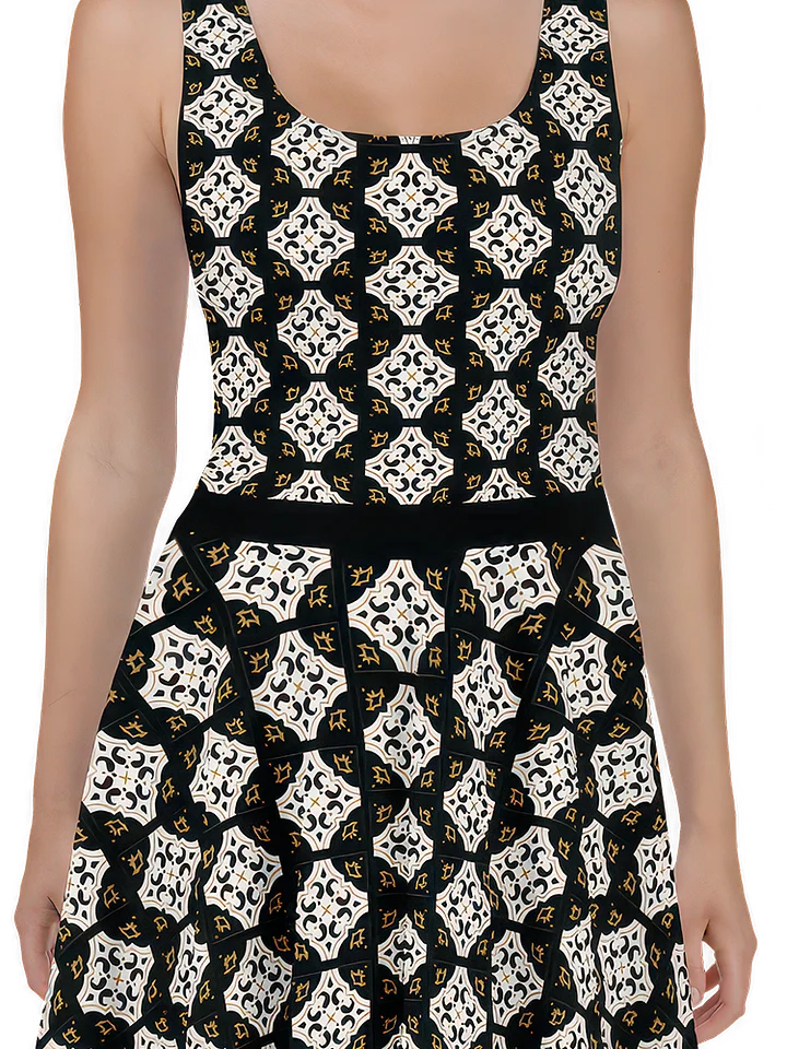 Arabesque Tile Dress | Brown White & Black product image (2)