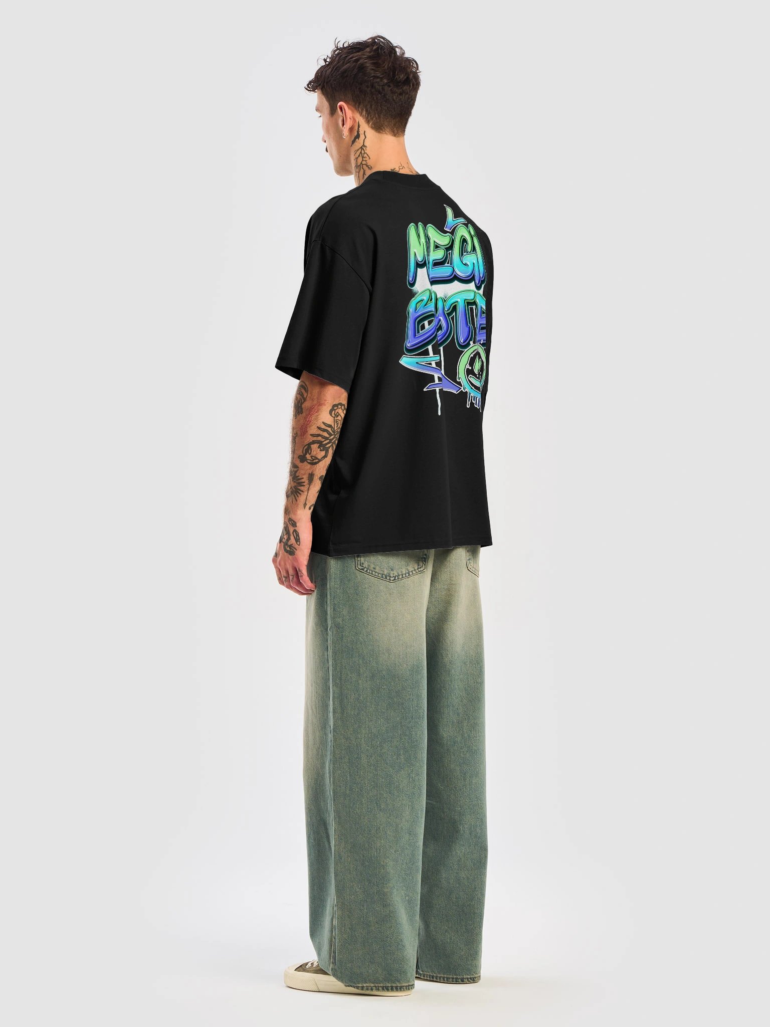 MEGIBYTE GRAFFITI OVERSIZED TEE | BLUE product image (8)