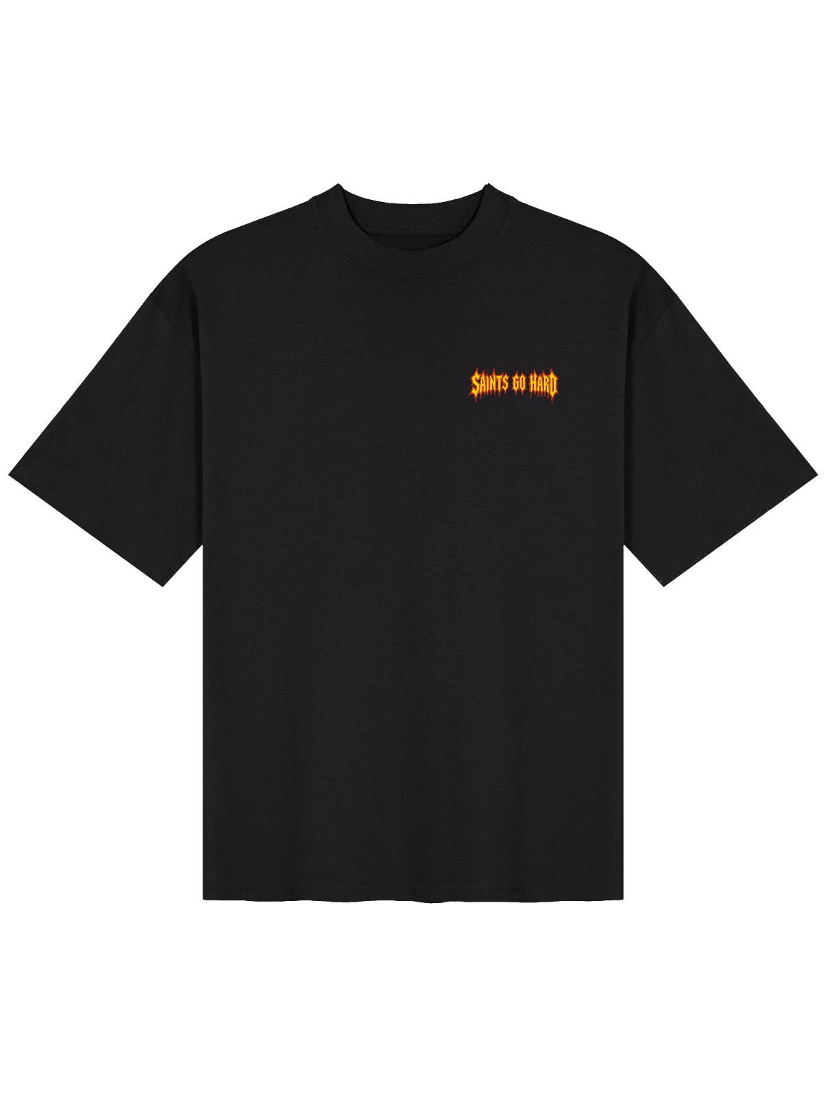 Saints Go Hard tee, back print with St. Michael