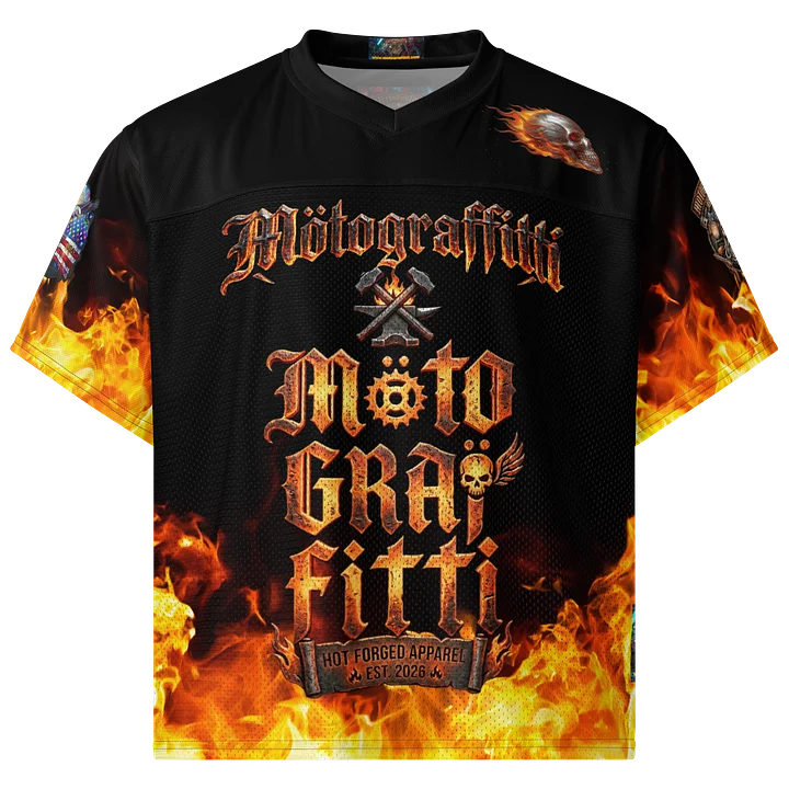 MötoGraffitti Biker Trash - Fiery Forge Football Jersey product image (1)