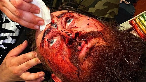 Find you someone who is down to do this kinda stuff. 
On this night I wrestled 4 other guys, got stabbed with a fork (multipl...