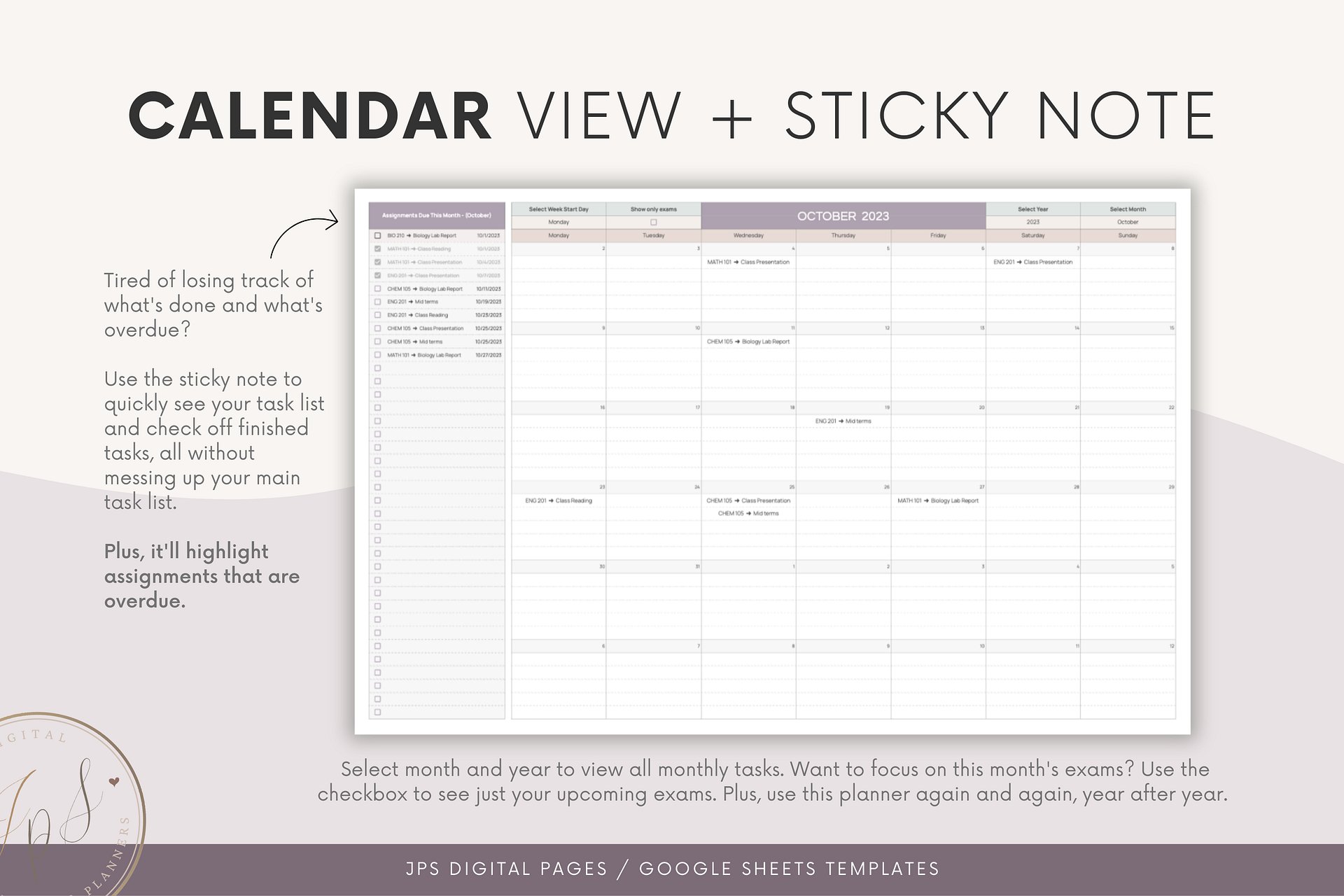 Student Academic Planner + Tracker BUNDLE | Google Sheets Template | Assignment + Exam, Grades GPA Tracker | University Student Spreadsheet product image (5)