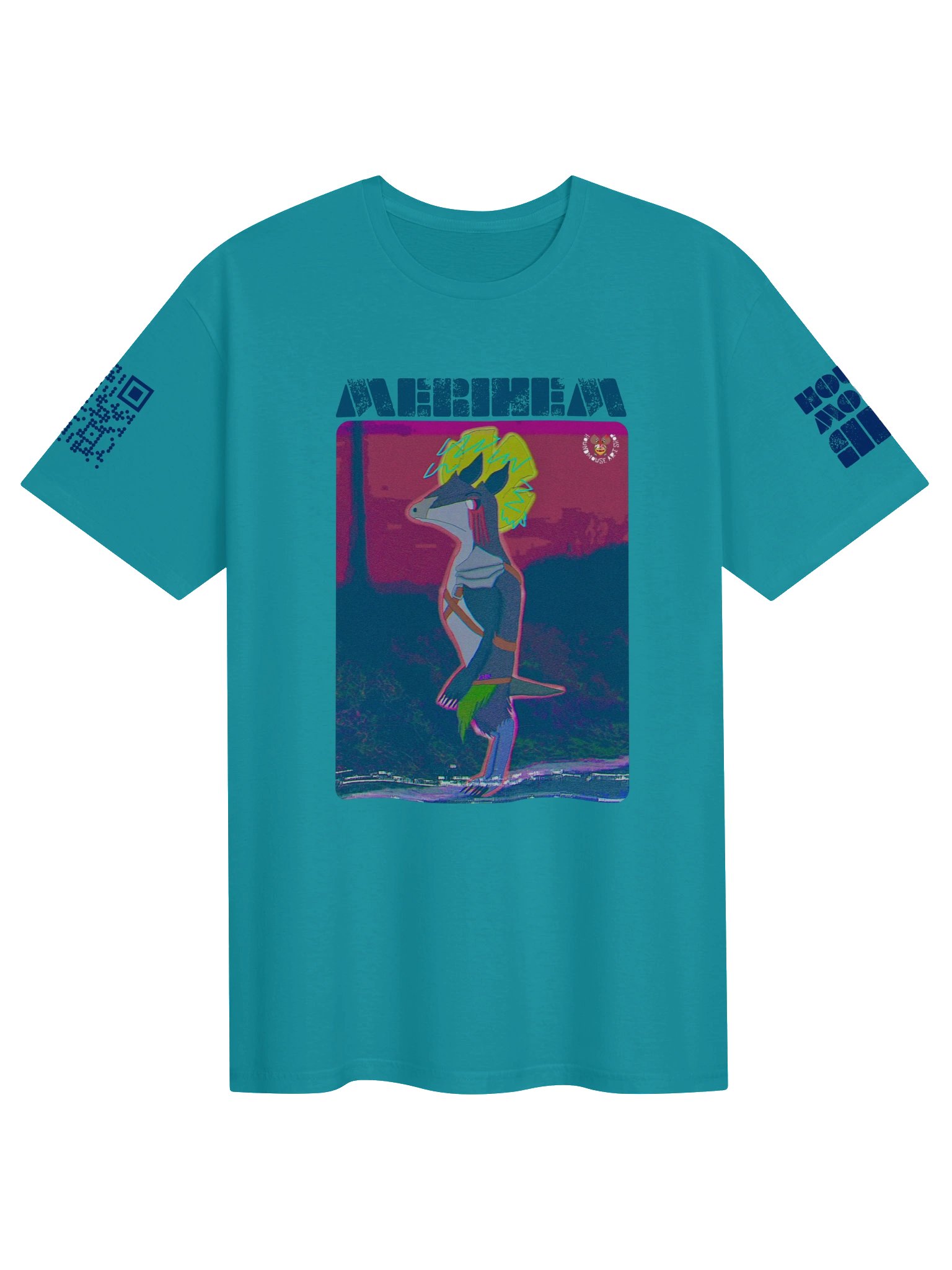 MERIHEM CHARACTER Neon Glitch Anthro Poster Tee product image (1)