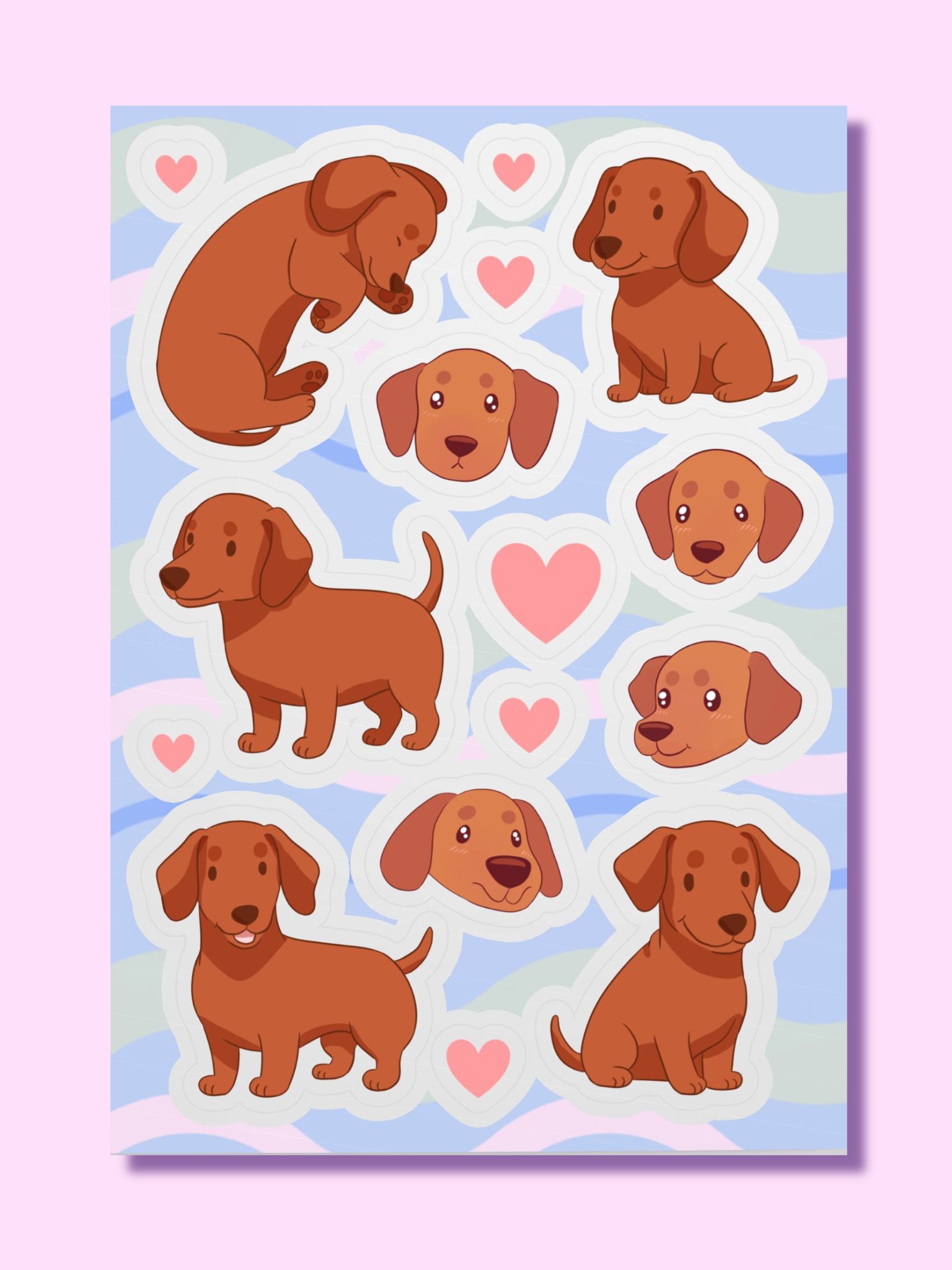 Whimsical Dachshund Delight Sticker Sheet product image (1)