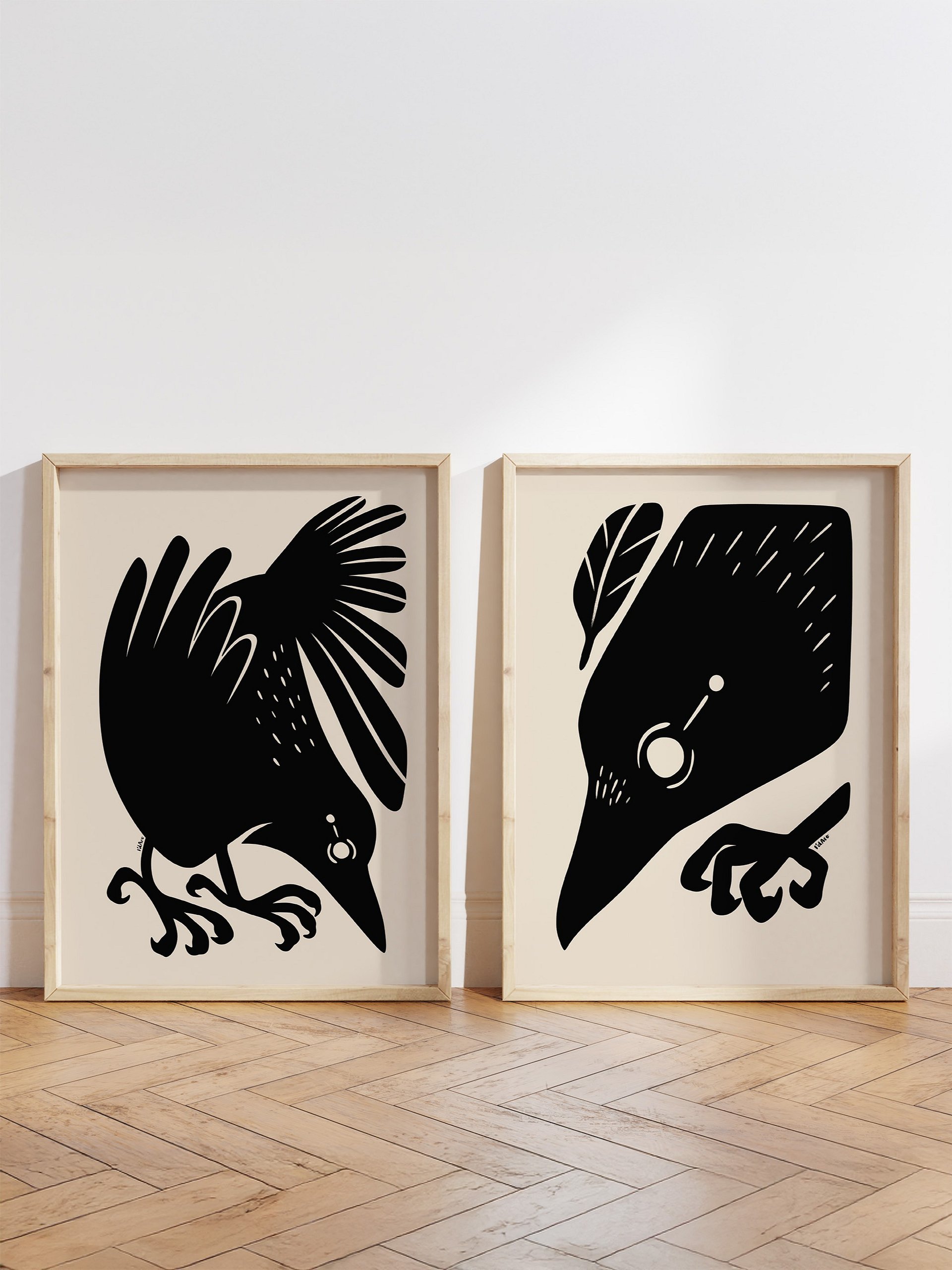 Odin's Raven Huginn & Muninn Art Print Set of 2 product image (1)