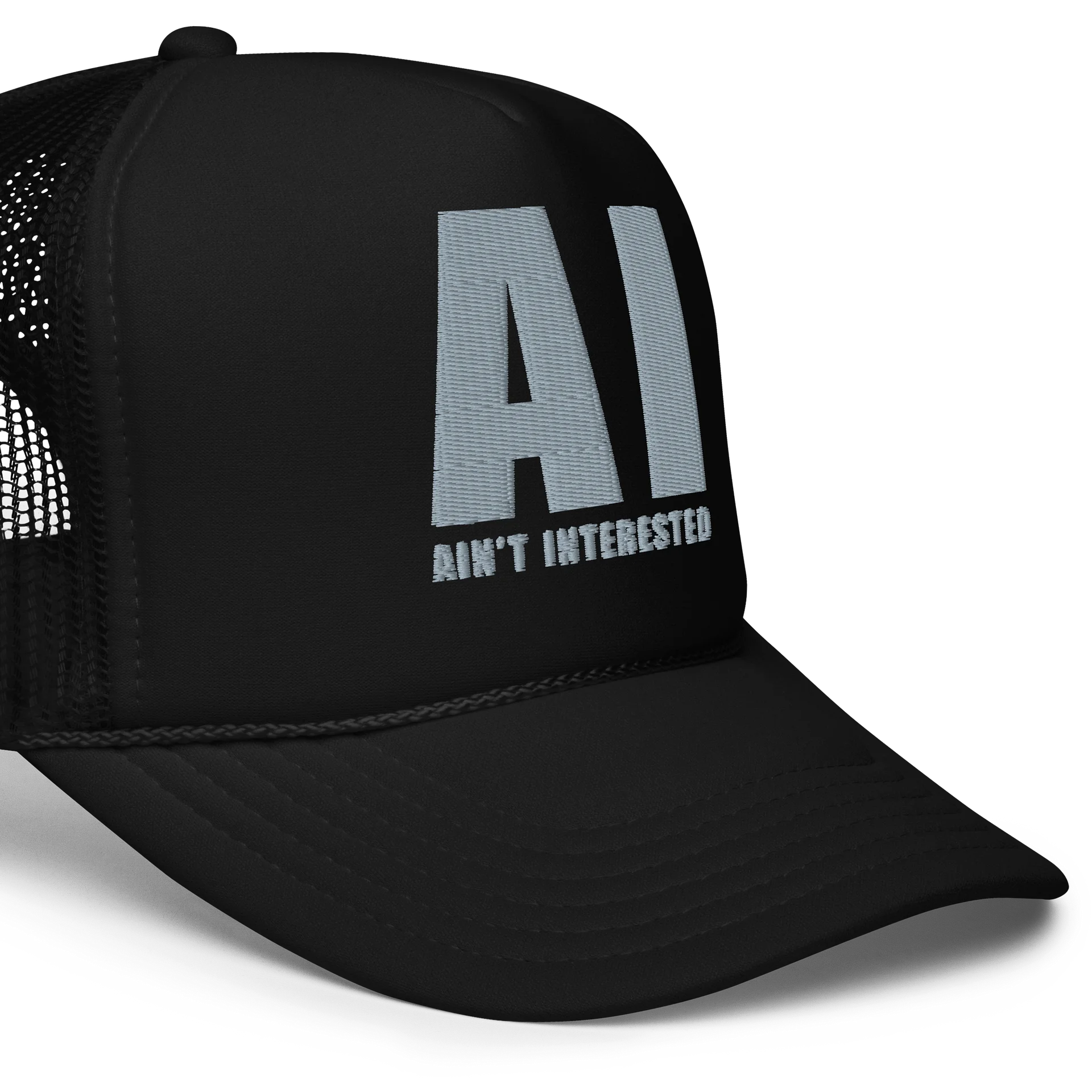 AI Ain't Interested Hat | Perspective Cap (Black on Black) - XL product image (5)