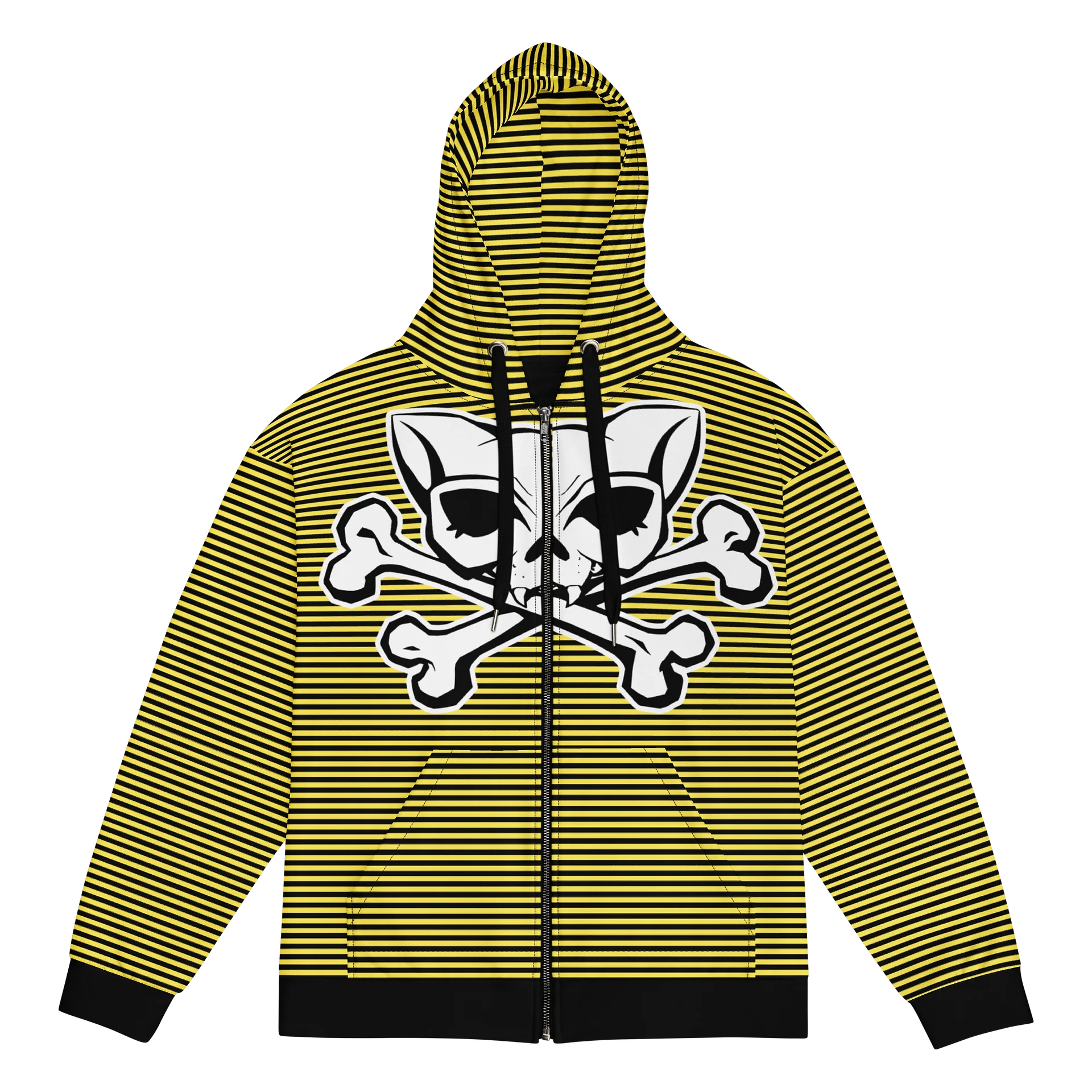 Blaque and Yellow Kat Skull Stripped Hoodie product image (1)