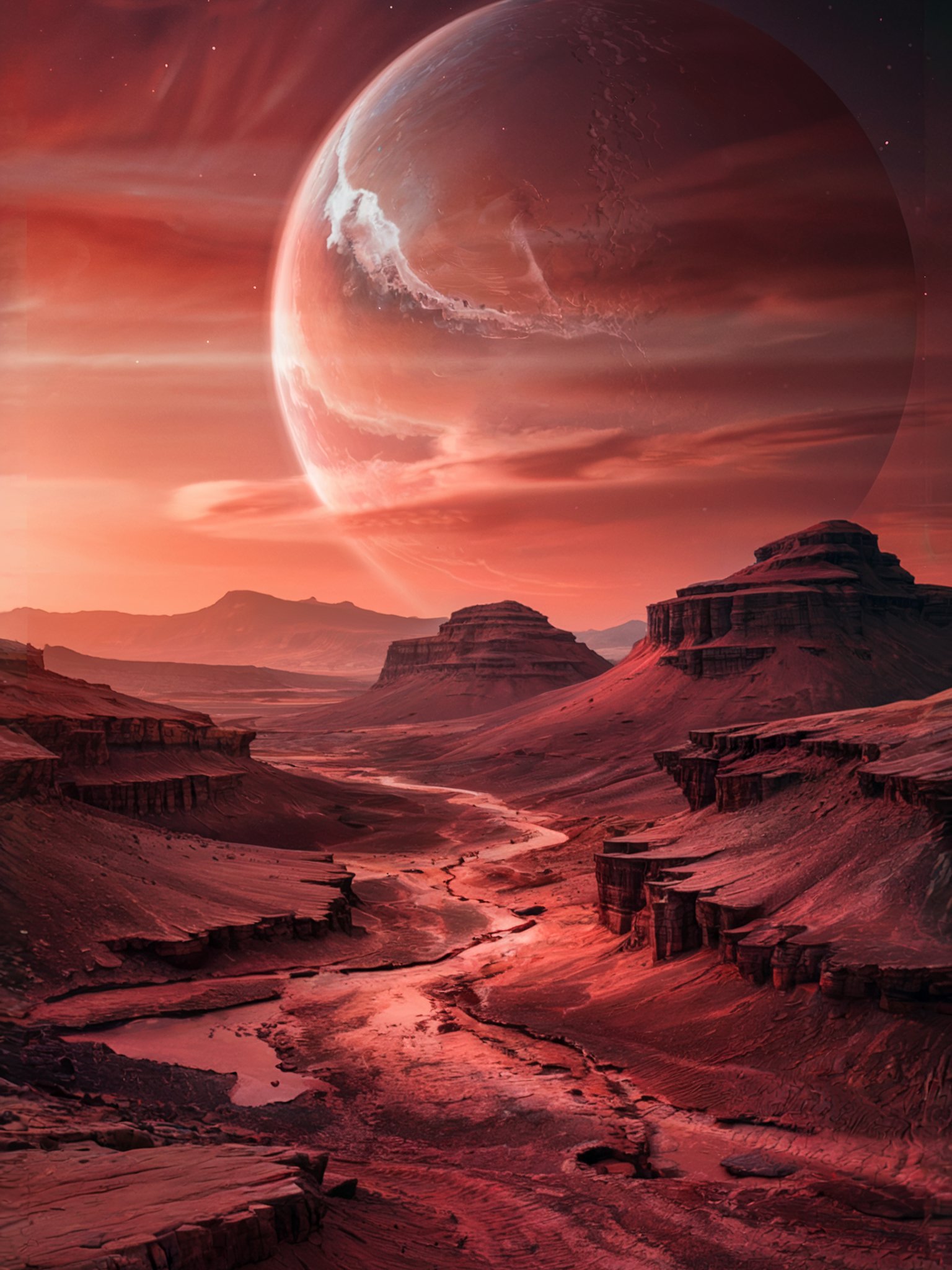 Red Planet - MARS- Landscape Poster – Photorealistic Sci-Fi Cosmic Wall Art product image (1)