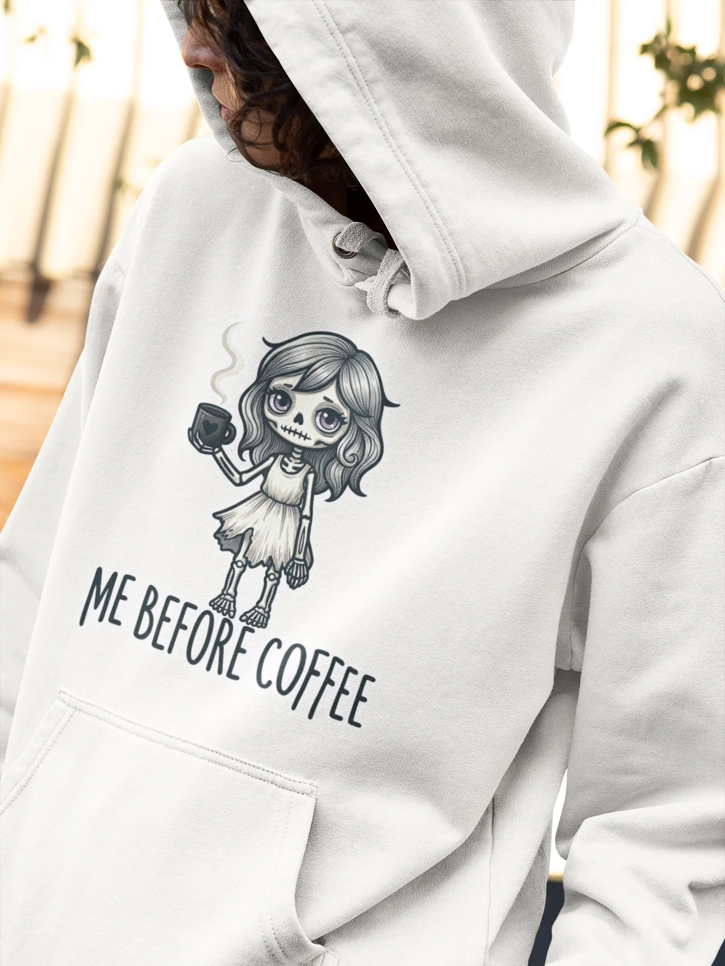 "Me Before Coffee" Skeleton Girl Hoodie | Me Before Coffee Collection product image (1)