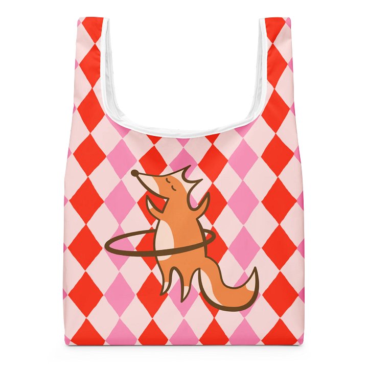 Whimsical Fox Tote Reusable Market Bag • Hula Hoop Fox product image (1)