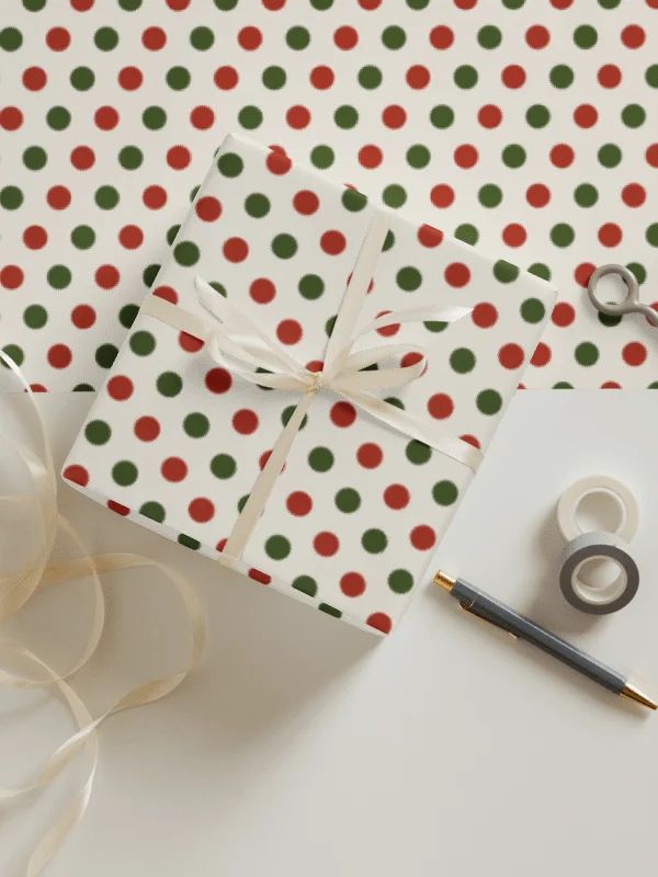Christmas Cheer Wrapping Paper Set (3 Sheets) - Holiday Icons, Snowmen & Penguins, Festive Dots product image (6)