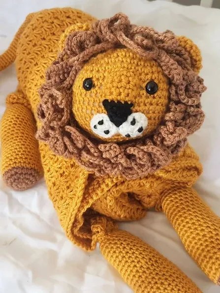Crochet Lion Baby Blanket Pattern - 3in1 Toy, Stroller Blanket PDF - Crafting Happiness product image (1)