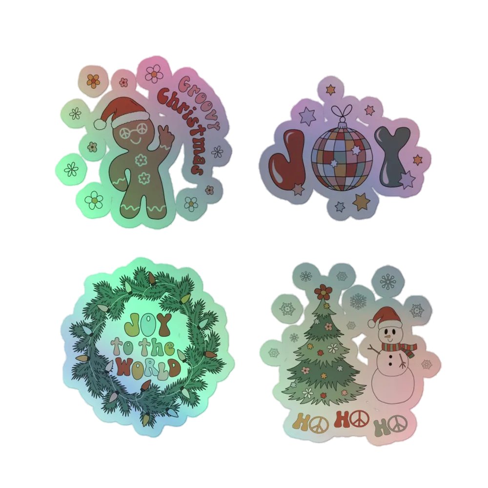 Holographic Groovy Christmas Sticker Sheet product image (1)