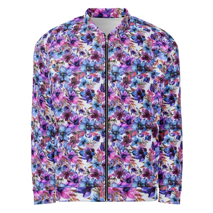 Purple Flowers Bomber Jacket product image (1)