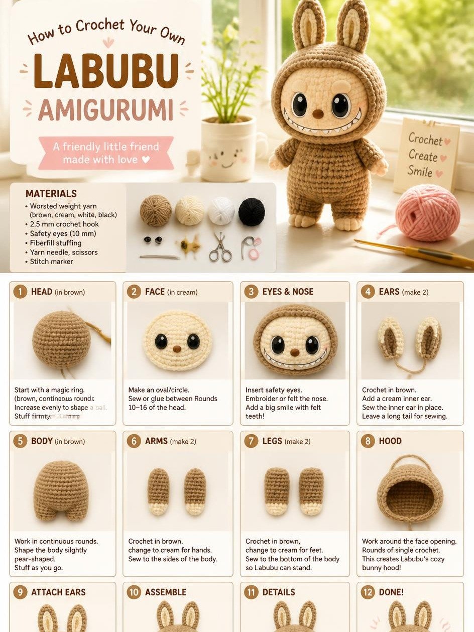 Labubu Amigurumi Crochet Doll - Instant Download PDF Pattern product image (2)