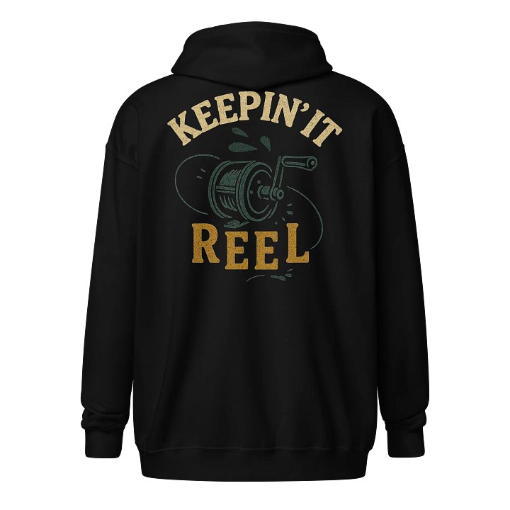 Keepin' It Reel Funny Zip Hoodie – Vintage Retro Fishing Humor product image (1)