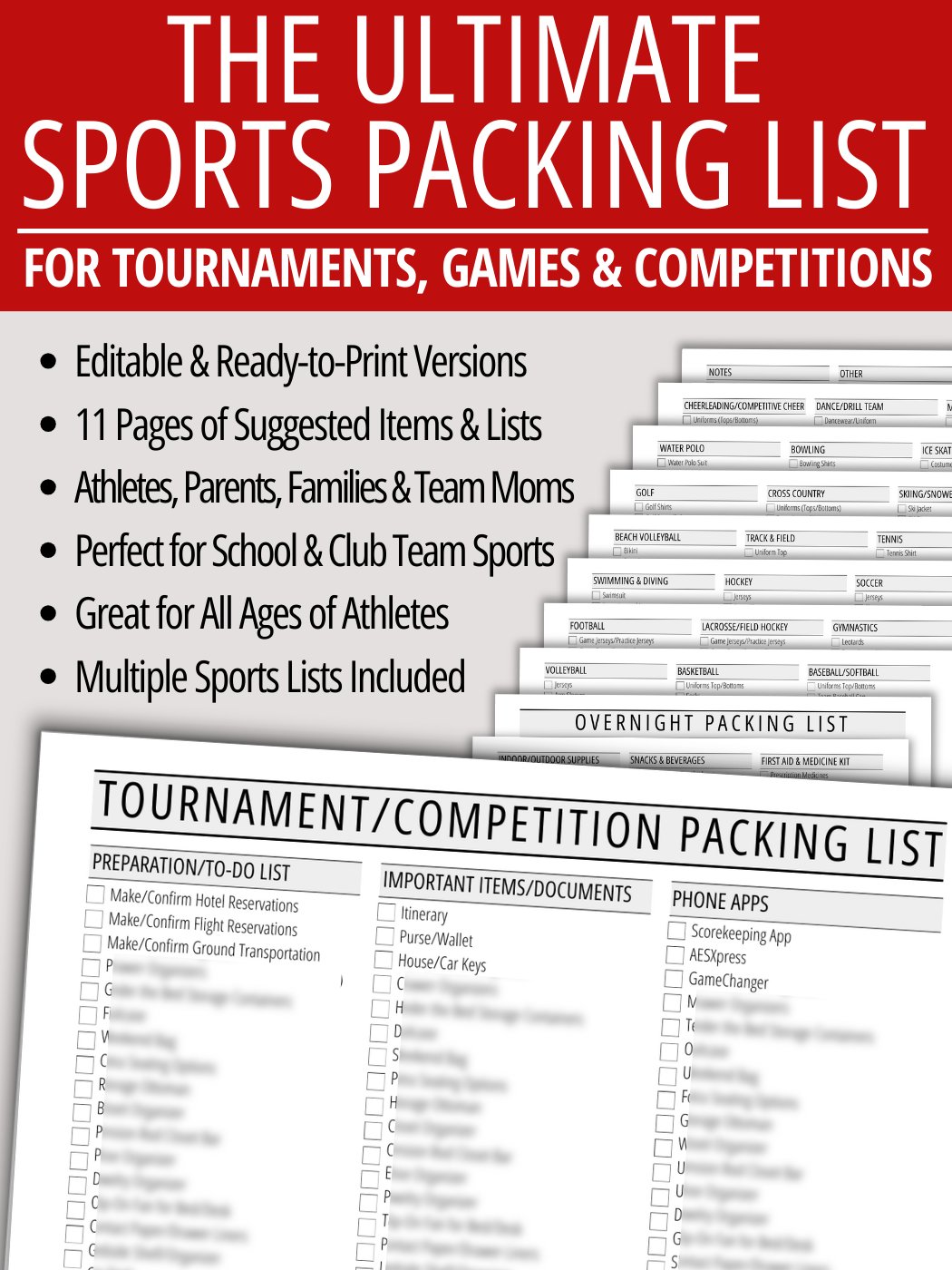 Sports Packing List - Tournaments, Games & Competitions product image (1)