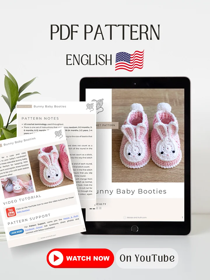 Bunny Baby Booties Crochet Pattern product image (2)
