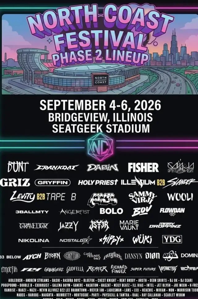 The wait is over! 🌊 The @North Coast Festival Phase 2 Lineup has officially landed for 2026. ​Phase 2 is here and it’s massive. 💥 From @DIØN, @Angerfist_official to special guest Chris Lorenzo, the 2026 roster is looking stacked. See you at the Coast!  Read the full article ✍️ 🔗 ​#northcoastmusicfestival #Chicago #EDM #festivalseason #myplaygroundmedia 