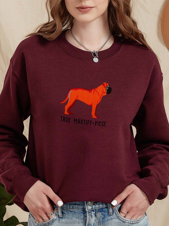 True Mastiff-Piece Sweatshirt (Embroidered) of an English Mastiff(Red) product image (2)