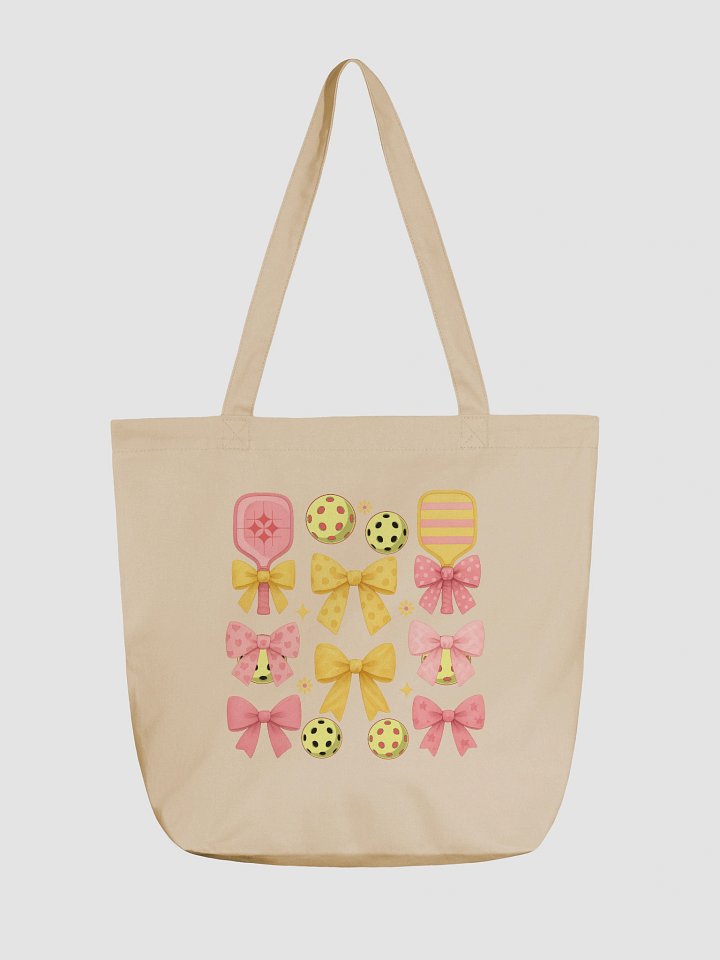 Pickleball Paddles Bows Organic Tote Bag product image (5)