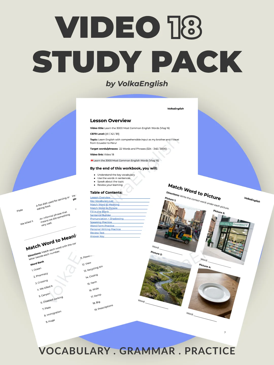 Learn the 3000 Most Common English Words - Video 18 Study Pack product image (1)