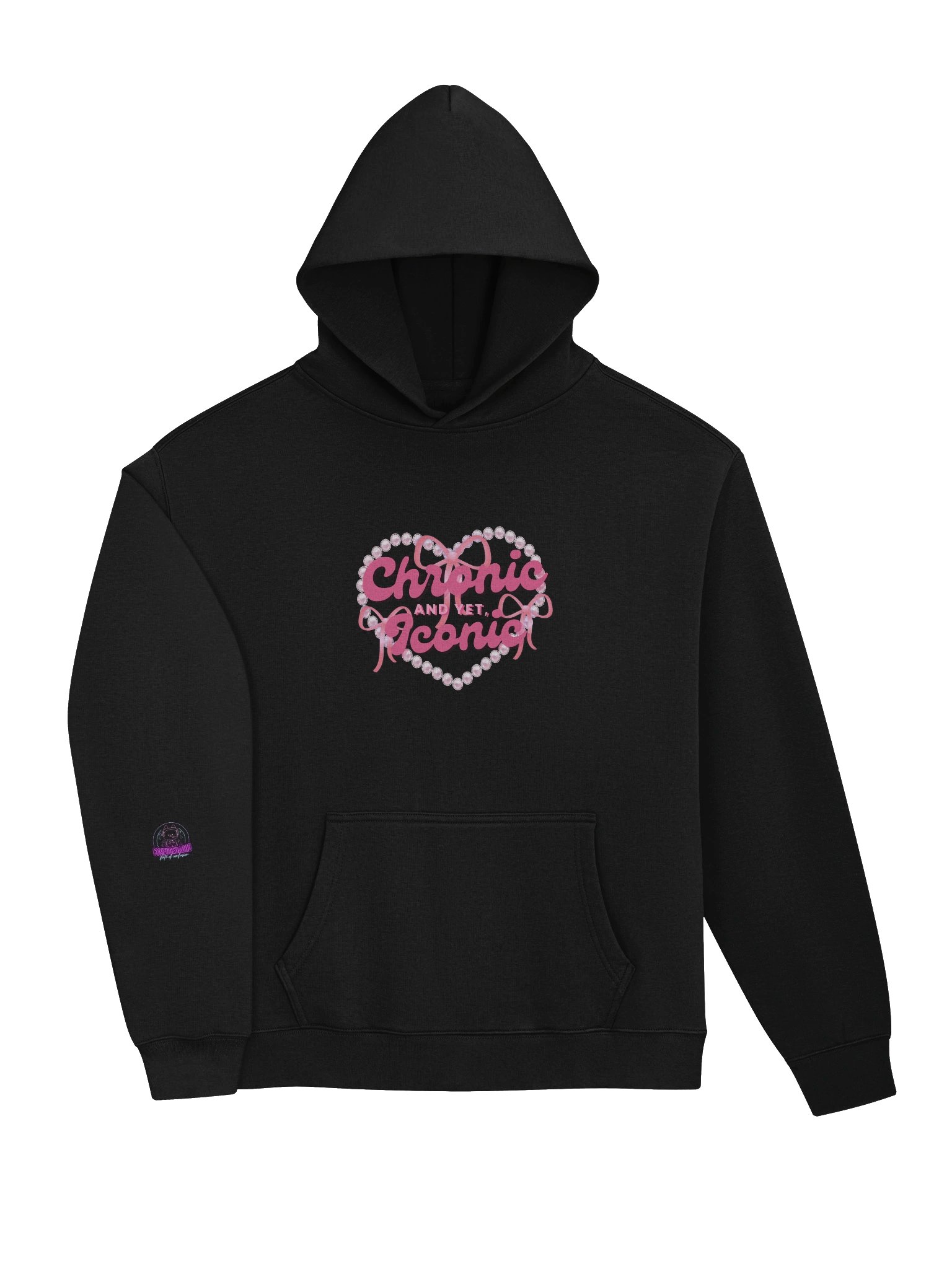 Chronic Yet Iconic Pink Bow Heart Hoodie product image (3)