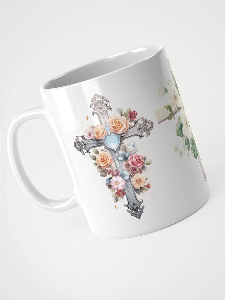 Floral Crosses White Glossy Mug product image (2)
